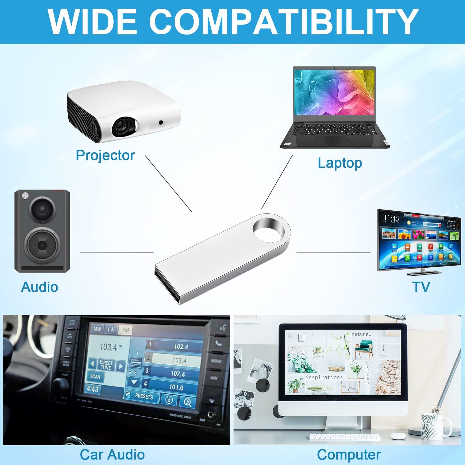 Fabbay 50 Packs 2.0 Flash USB Drives Bulk Waterproof Flash Thumb Drives Memory Pen Stick Small Mini Zinc Alloy Design for PC Computer Laptop Office School Data Storage Silver 128 MB