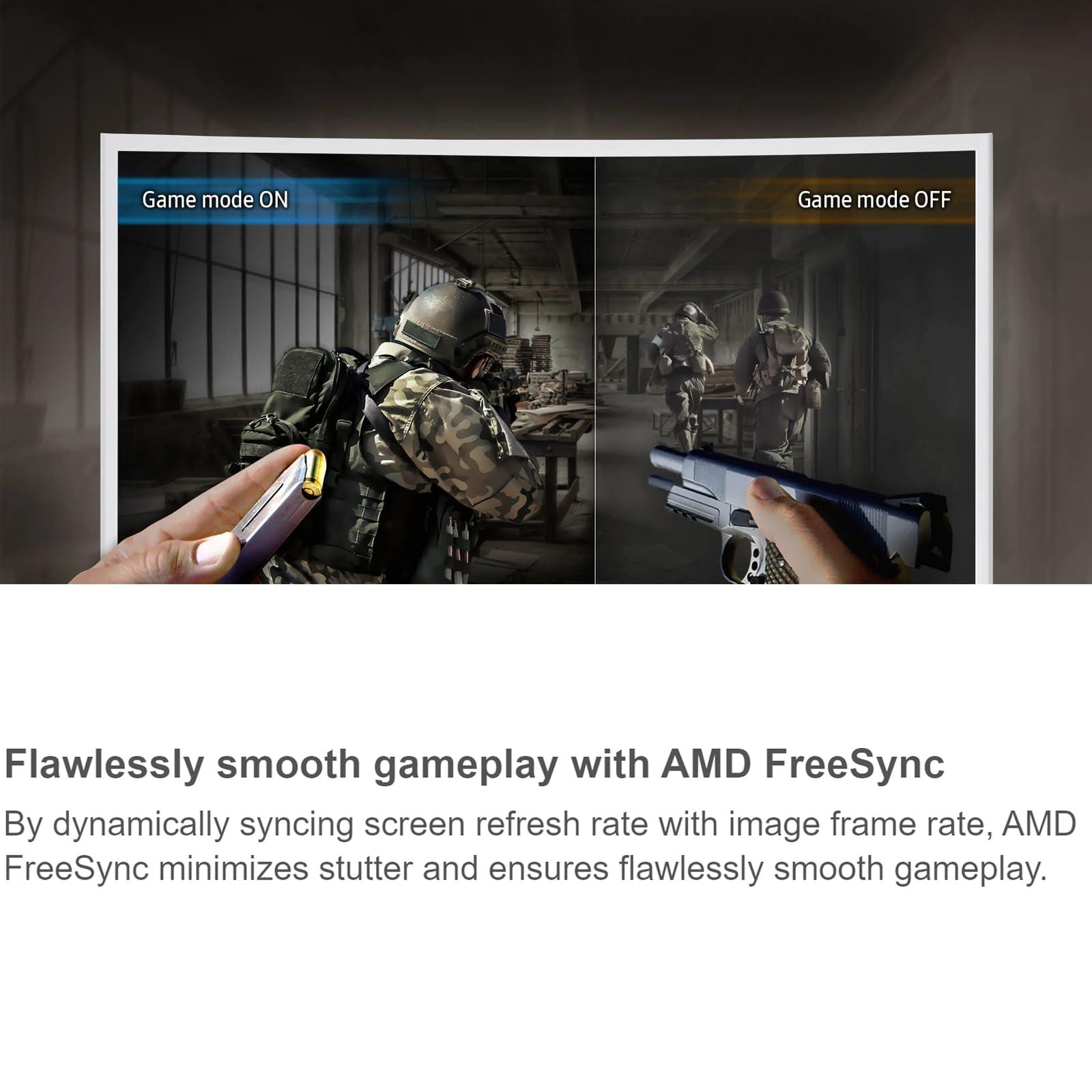 Samsung Samsung 27" Curved White Computer Monitor for Business, AMD FreeSync 4ms Response Time FHD 60Hz Refresh Rate, Slim Bezel Anti-Glare 3000:1 Contrast Ratio, VGA D-Sub, HDMI Cable