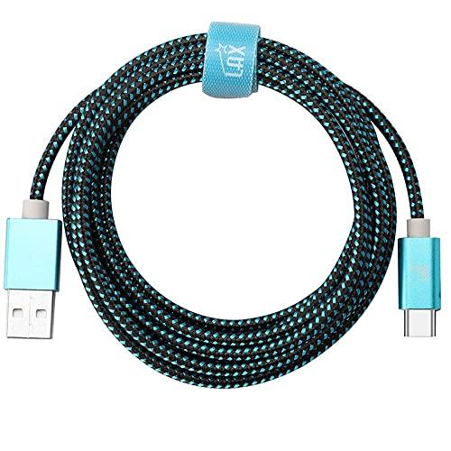 LAX Gadgets LAX Gadgets USB C Cable - Nylon Braided USB-C Charging Cable & Data Transferring - USB A to USB C Compatible with Android Phones, Google Pixel, Apple MacBook & Samsung Galaxy Phones - 6ft - Aqua