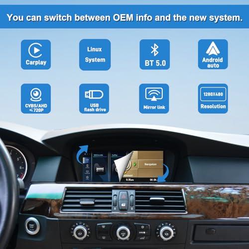 PEMP PEMP 8.8" Linux Screen for BMW E60 E90 CCC Wired and Wireless CarPlay Retrofit Android Auto Display Mirror Link Car Radio Bluetooth Video Player Head Unit (2005-2010)
