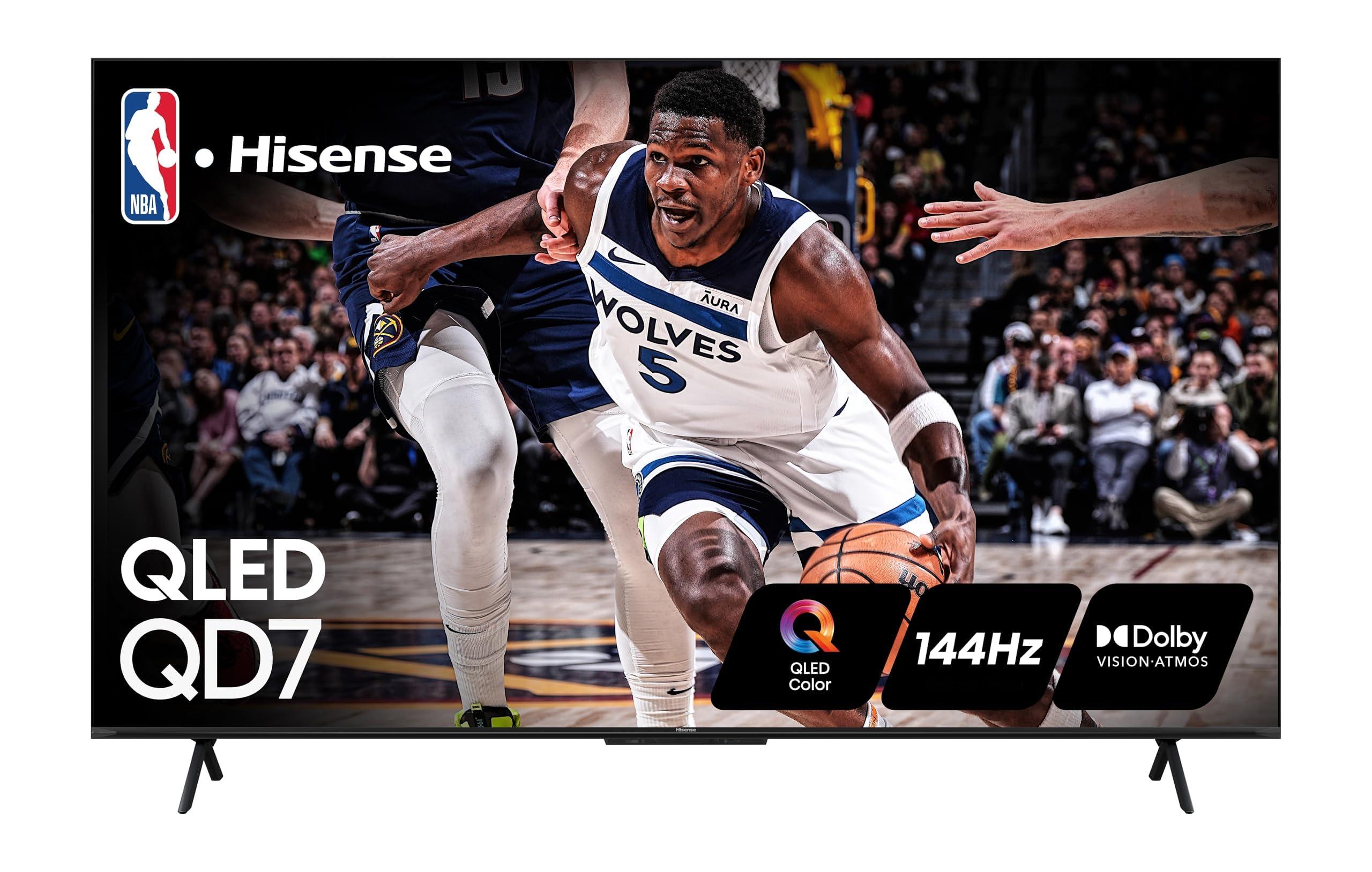 Hisense Hisense 75-Inch Class QD7 Series QLED 4K UHD Google Smart TV (75QD7N, 2024 Model) - QLED, Native 144Hz, Motion Rate 240, Direct Full Array, Game Mode Pro, Alexa Compatibility