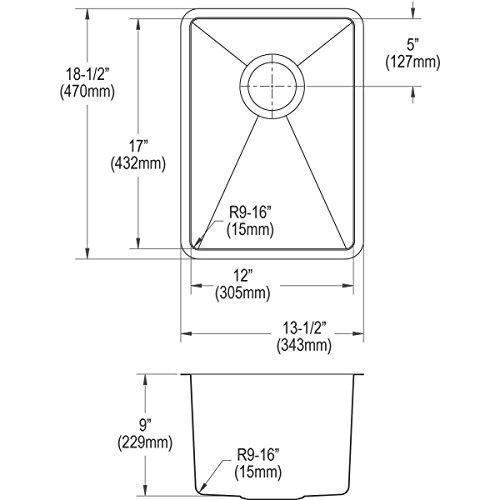 Elkay Elkay Crosstown 18 Gauge Stainless Steel 13-1/2\" x 18-1/2\" x 9\" Single Bowl Undermount Bar Sink