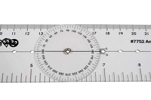 LEARNING ADVANTAGE LEARNING ADVANTAGE-7752 Angle Measurement Ruler - Clear, Flexible and Adjustable Geometry Measuring Tool - Measure Angles to 360 Degrees and Lines to 12"