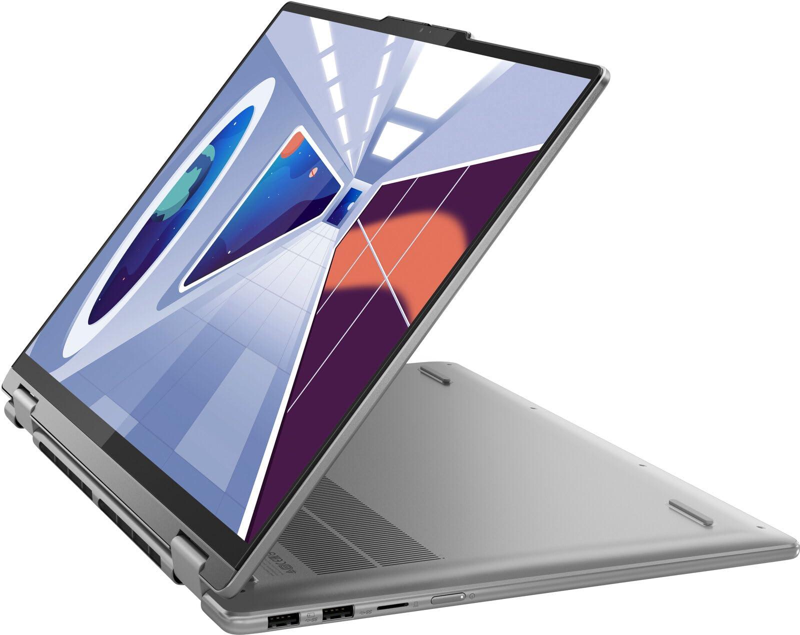 Lenovo Lenovo Yoga 7 16 2-in-1 Laptop 16"" WUXGA IPS Touchscreen AMD Hexa-Core Ryzen 5 7535U (Beats i7-1255U) 8GB RAM 512GB SSD Radeon 660M Graphic Backlit Fingerprint Reader Win11 + HDMI Cable, Gray