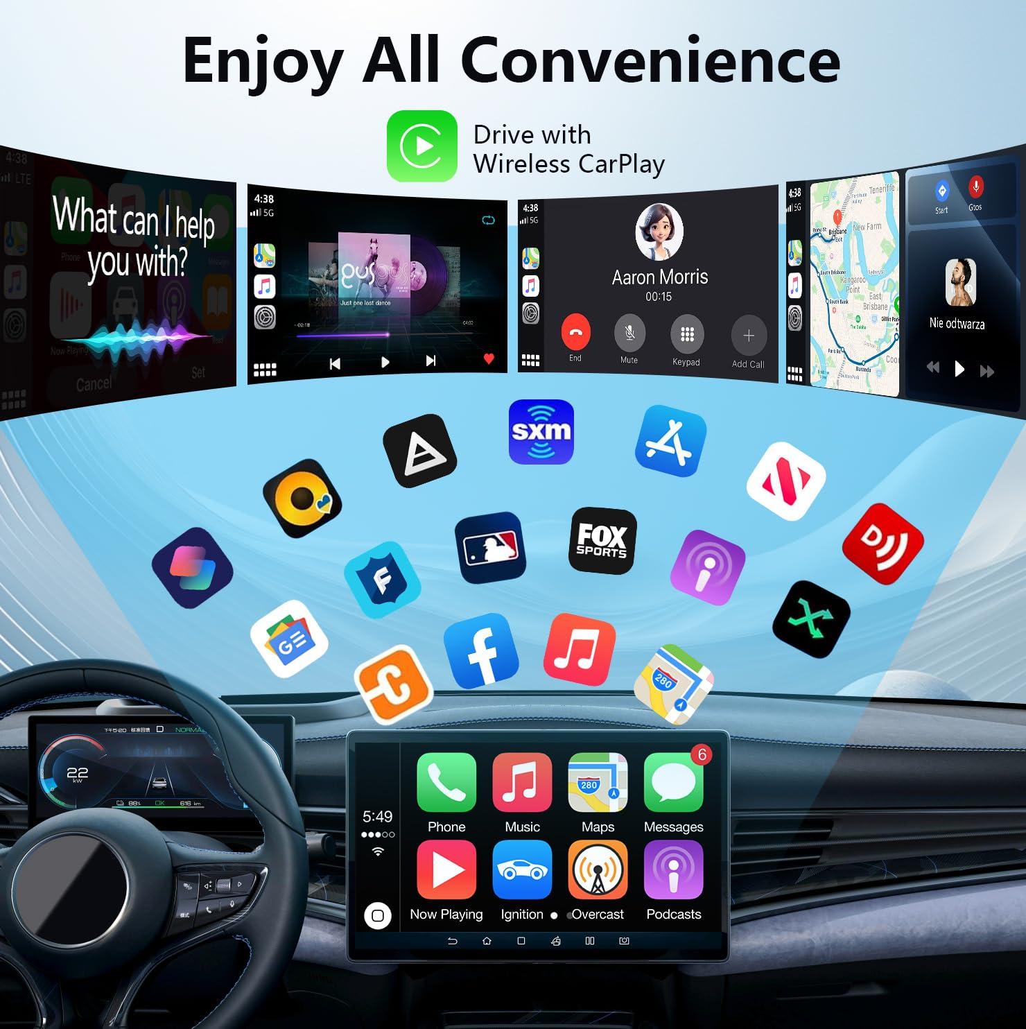 Baberson L Wireless CarPlay Adapter for iPhoneConvert Wired to Wireless Apple CarPlay AdapterMini Sizefor Cars with Built-in Car PlayStable and Fast Connection