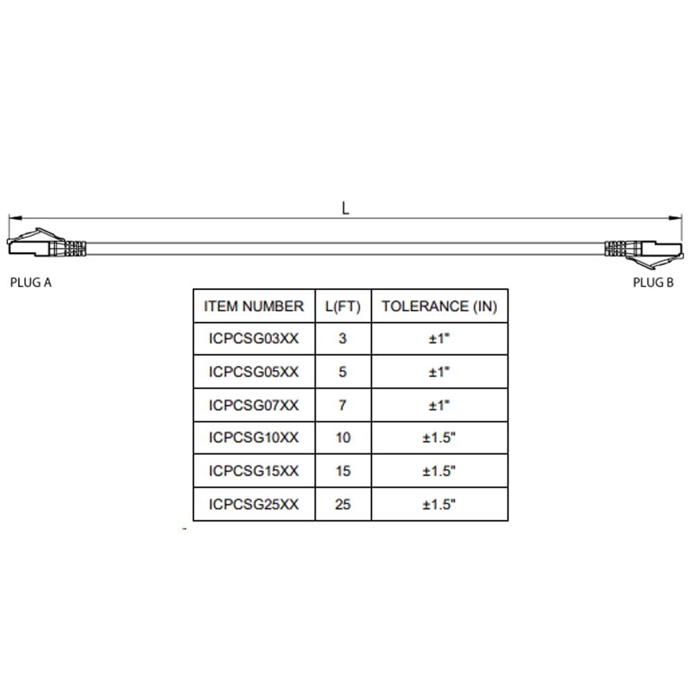 ICC ICC CAT6A U/FTP UL Listed RJ45 Ethernet Patch Cord, Stranded, 500 MHz, Pure Bare Copper Wire, 26 AWG, LAN Network Patch Cable, Slimline Strain Relief, Yellow, 5 FT