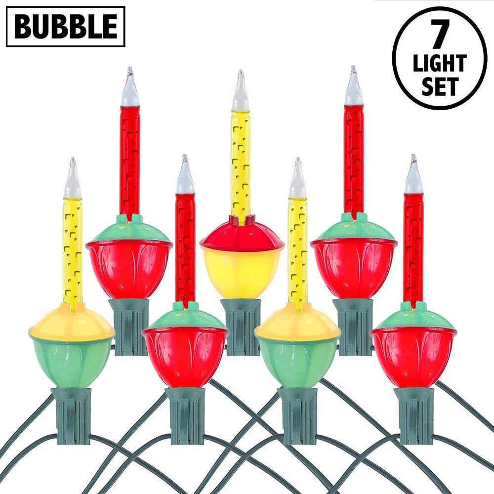 Novelty Lights Novelty Lights 7 Light Christmas Bubble Light Set Vintage Christmas Bubble Lights, Indoor And Outdoor Use, Bright And Joyful Illumination, Christmas Tree Lights (Red/Yellow)