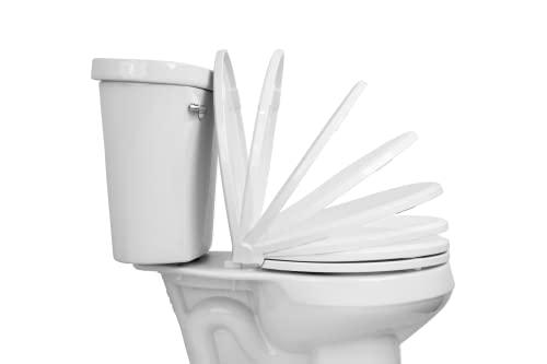 Centoco Centoco Elongated Toilet Seat Soft Close, Closed Front with Cover, Premium Seat, Plastic, Made in the USA, Crane White (Cotton/Bright)