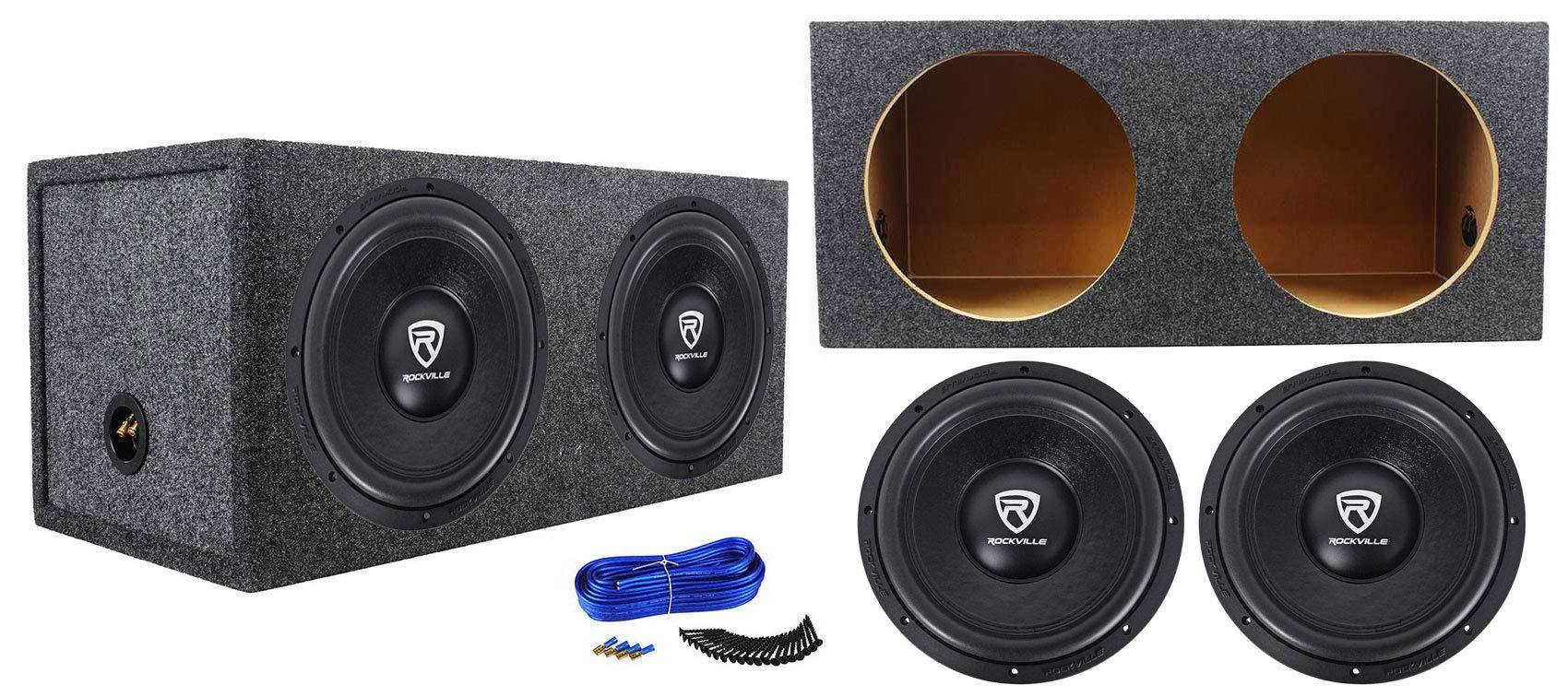 Rockville Rockville (2) W12K6D2 V2 12\" 4800w Car Audio Subwoofers+Sealed Sub Box Enclosure