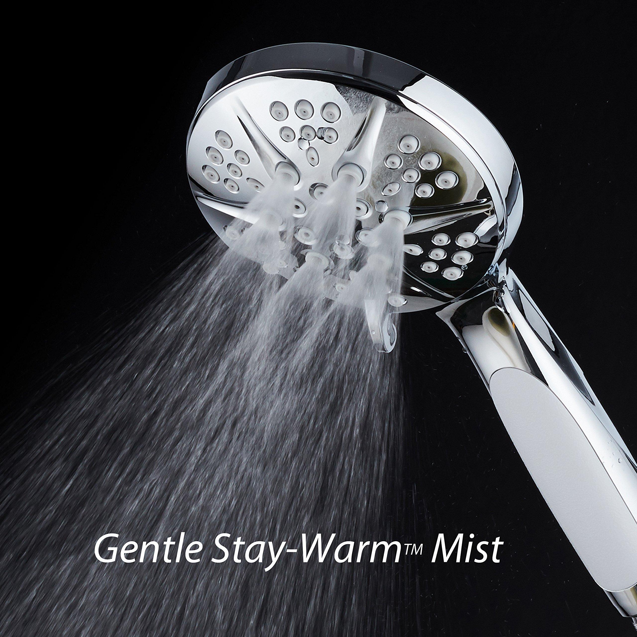 Hotel Spa NOTILUS Giant High-Pressure 6-setting Luxury Rain/Handheld Shower Head - Anti-Slip Grip, Metal Fittings, Anti-Clog Jets, Heavy-Duty Stainless Steel Hose - All-Chrome Finish