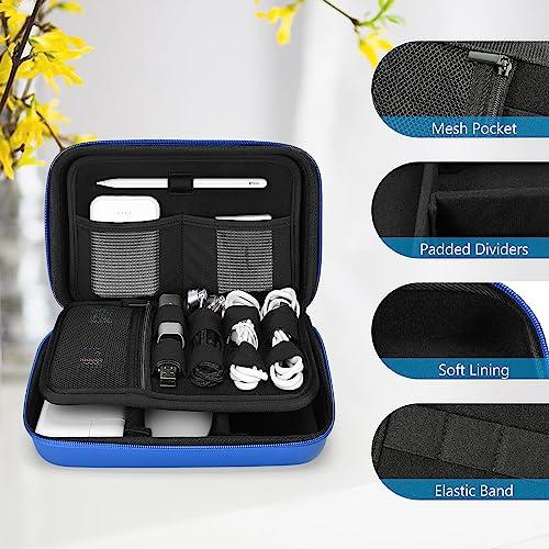 ProCase ProCase Hard Travel Electronic Organizer Case for MacBook Power Adapter Chargers Cables Power Bank Apple Magic Mouse Apple Pencil USB Flash Disk SD Card Small Portable Accessories Bag -L, Blue