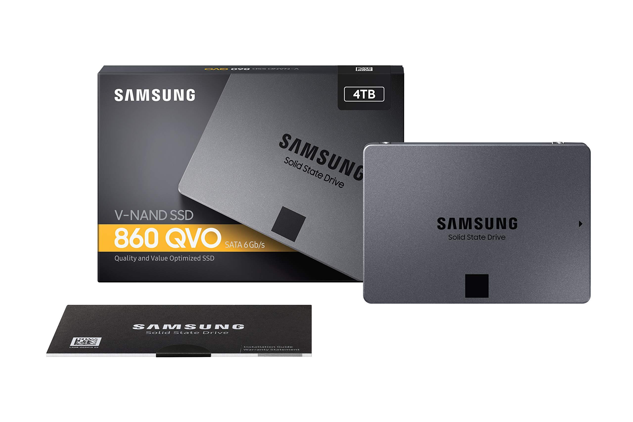 SAMSUNG Samsung 860 QVO SSD 4TB - 2.5 Inch SATA 3 Internal Solid State Drive with V-NAND Technology (MZ-76Q4T0B/AM), Gray