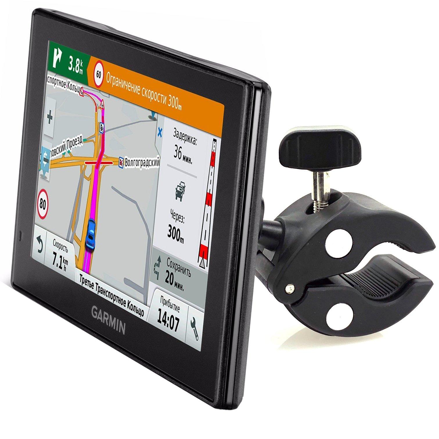 ChargerCity Heavy Duty Bike Motorcycle Clamp Mount Holder for Garmin DriveSmart 5 5LMT EX 50 51 51EX 55 55 55 60 60LMT 61 61 61 65 65LMT 7 7LMT 7LMT-S 70 70LMT 71 71EX GPS