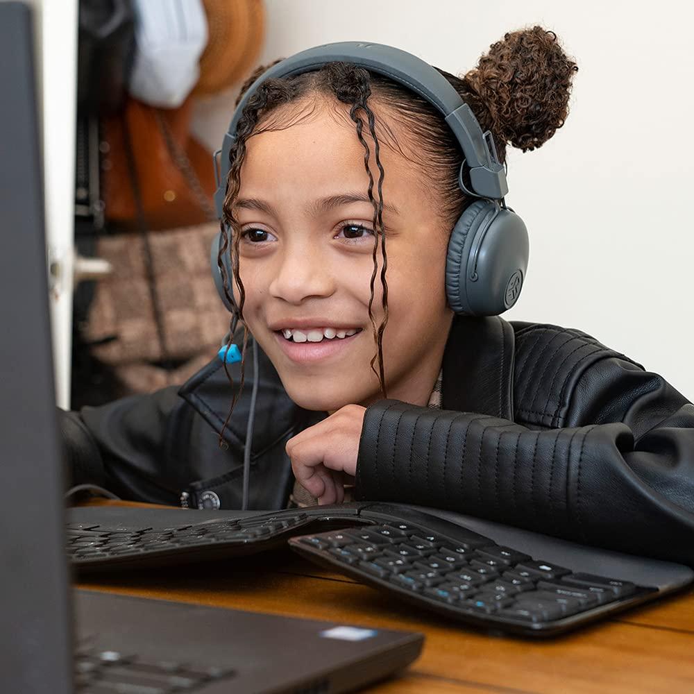 JLab JLab JBuddies Learn On-Ear Kids Headphones, Retractable Boom Mic, Built-in Volume Regulators for Safety, Folding, Adjustable, Great for Schooling Homework and Virtual Classes