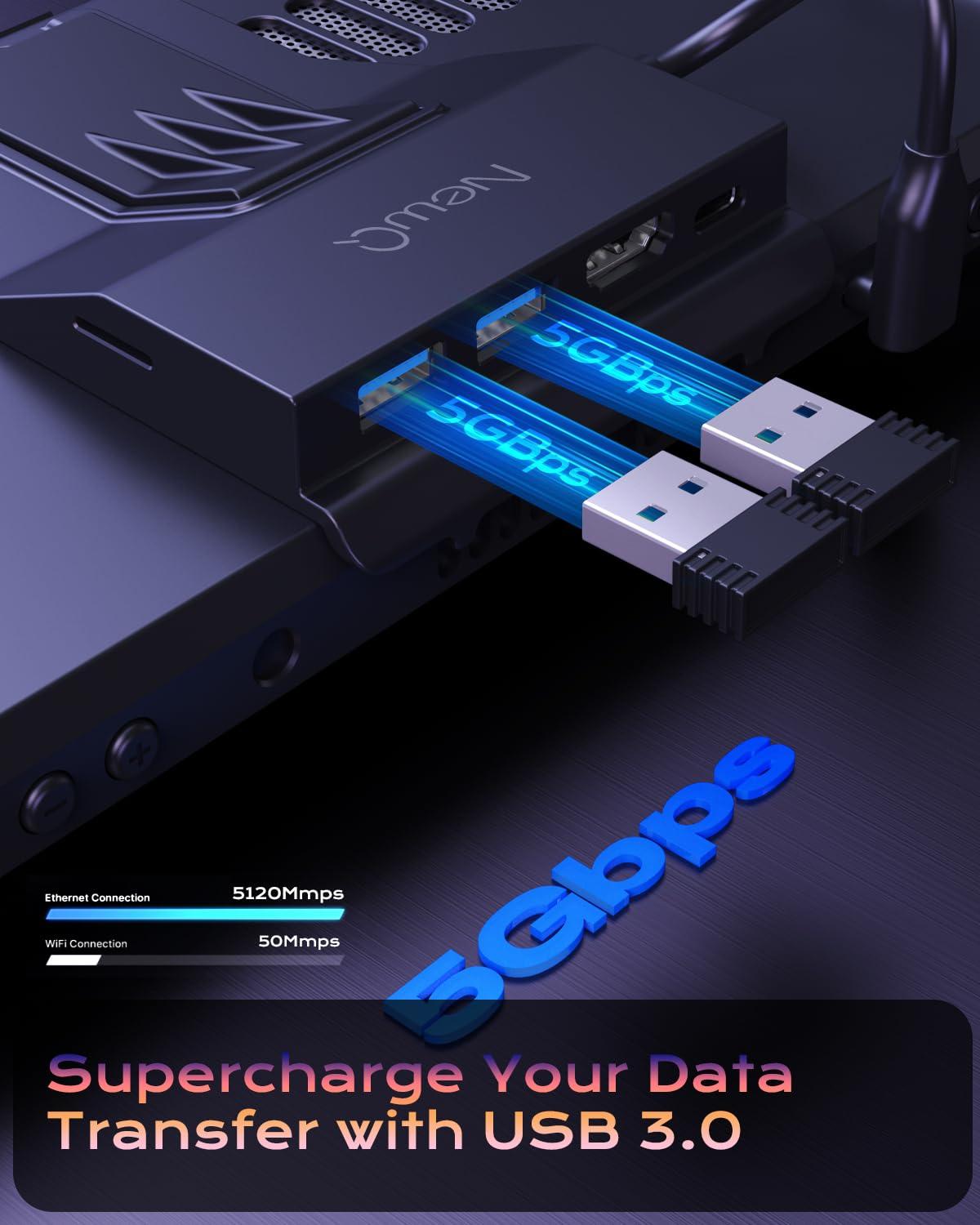 NEWQ Steam Deck Dock for Steam Deck/OLED, Portable Stand Design USB C Hub with TF Card Slot, HDMI 2.0 4K@60Hz Display, 2*USB-A 3.0, USB-C PD 100W Max, Stream Deck Stand Base Accessories