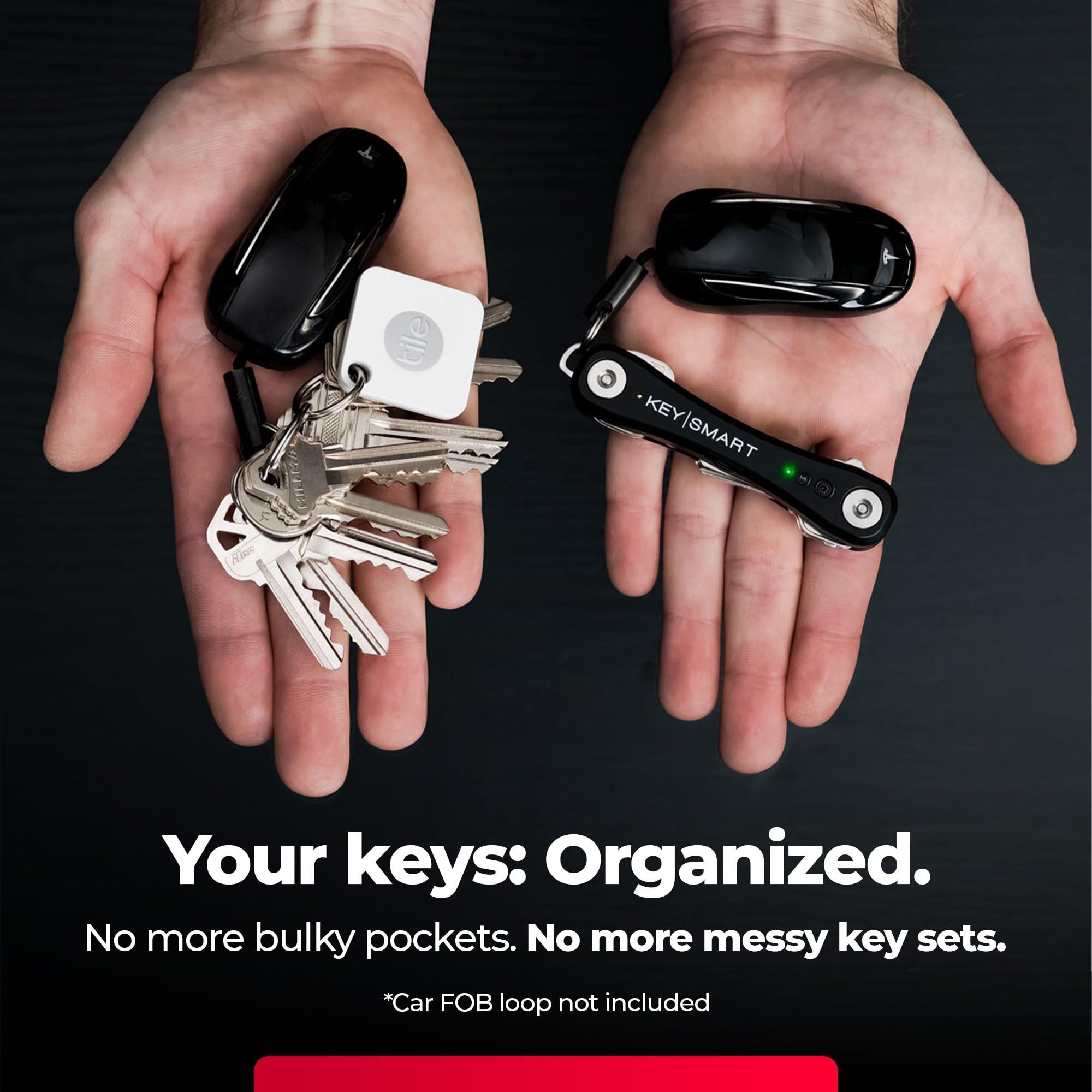 KEY SMART KeySmart iPro Smart Key Tracker - Apple Find My App Compatible, Find Your Lost Keys Key Organizer Keychain Holder, Compact Trackable Key Chain Keyholder, LED Flashlight (up to 14 Keys, Black)