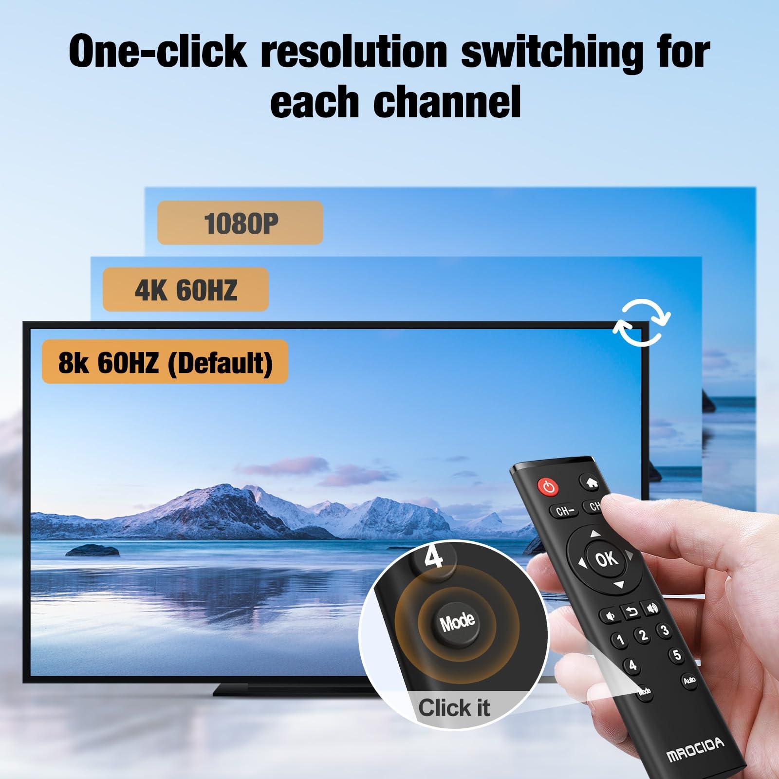 mrocioa 5 Port HDMI 2.1 Switch 8K 4K 120hz/HDCP2.3/MF Remote/iOS App/ARC, Auto Switch on off/eARC/Allm/Vrr/CEC/HDR10+/Dolby Vision. 5 in 1out 60hz Splitter Switcher selector hub Adapter for Multi Port