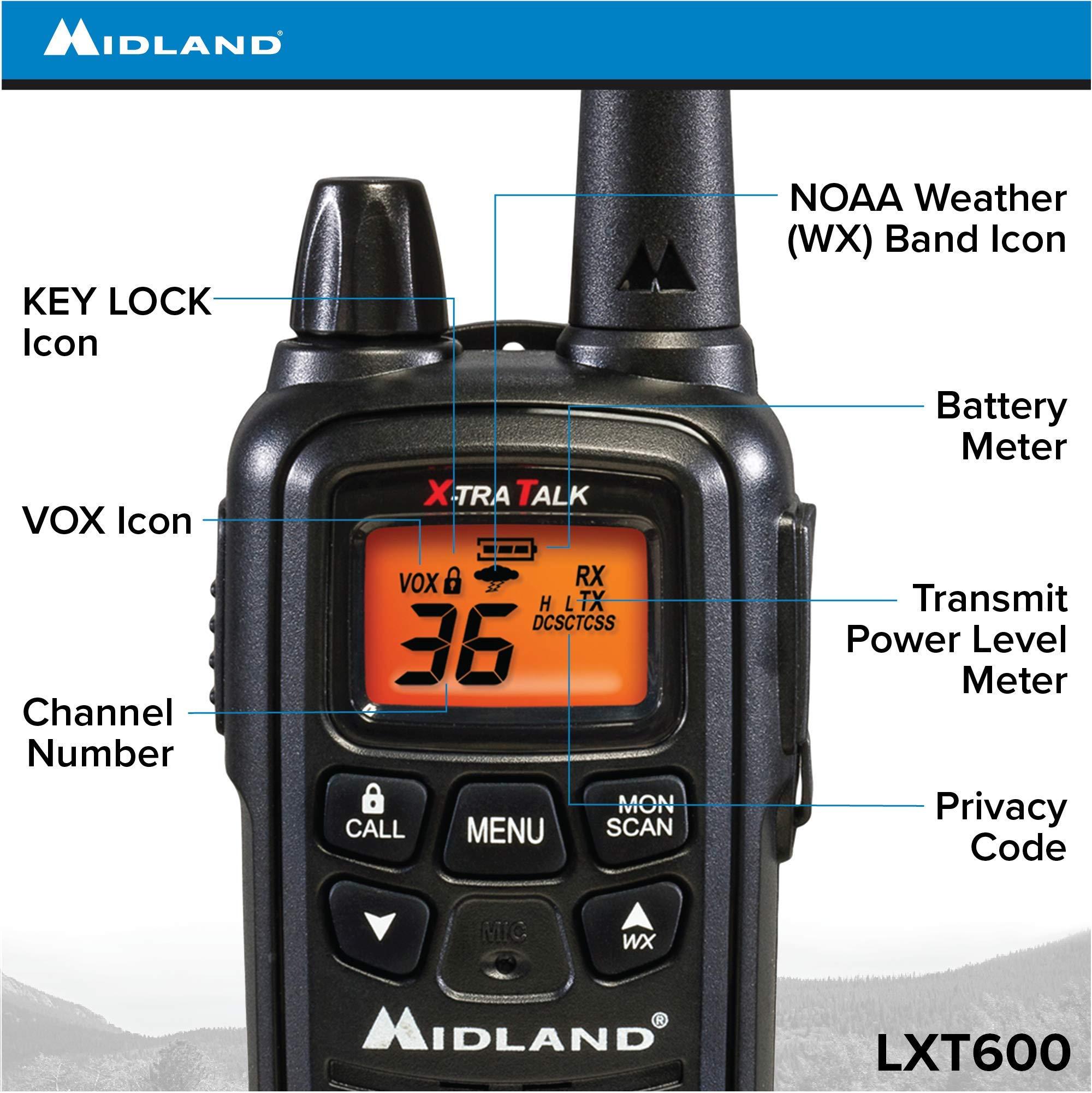 Midland Midland LXT600VP3 36 Channel FRS Two-Way Radio - Up to 30 Mile Range Walkie Talkie - Black (Pack of 6)