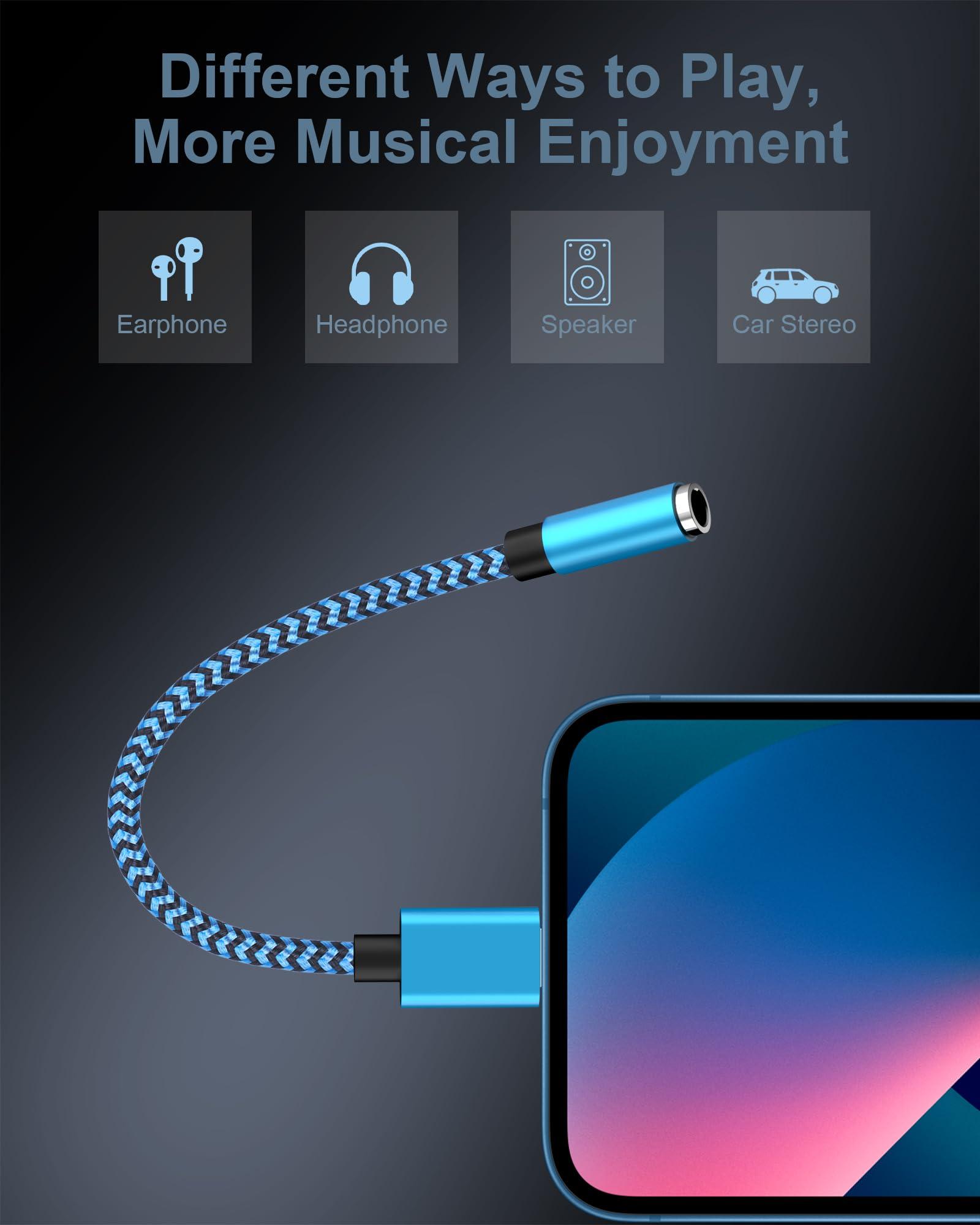 Haoano 2-Pack Lightning to 3.5mm Aux Adapter, iPhone Headphone Adapter for Aux Cord [Apple MFI Certified] iPhone 3.5mm Jack Audio Adapter Dongle for iPhone 14 13 12 11 Pro Max Plus Mini XR XS 8 iPad iPod