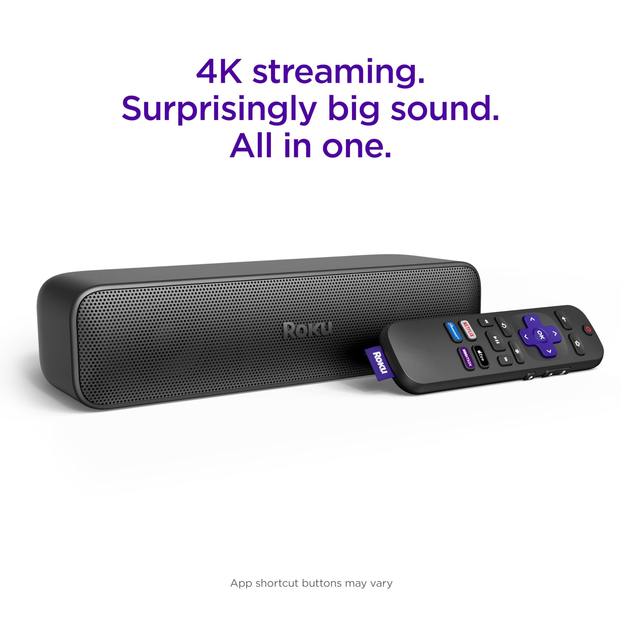 Roku Roku Streambar SE | 2-in-1 TV Soundbar with Built-in 4K/HD/HDR Streaming, Premium Speakers, & Enhanced Speech Clarity for Crisp, Clear Dialogue - Quick Guided Simple Setup