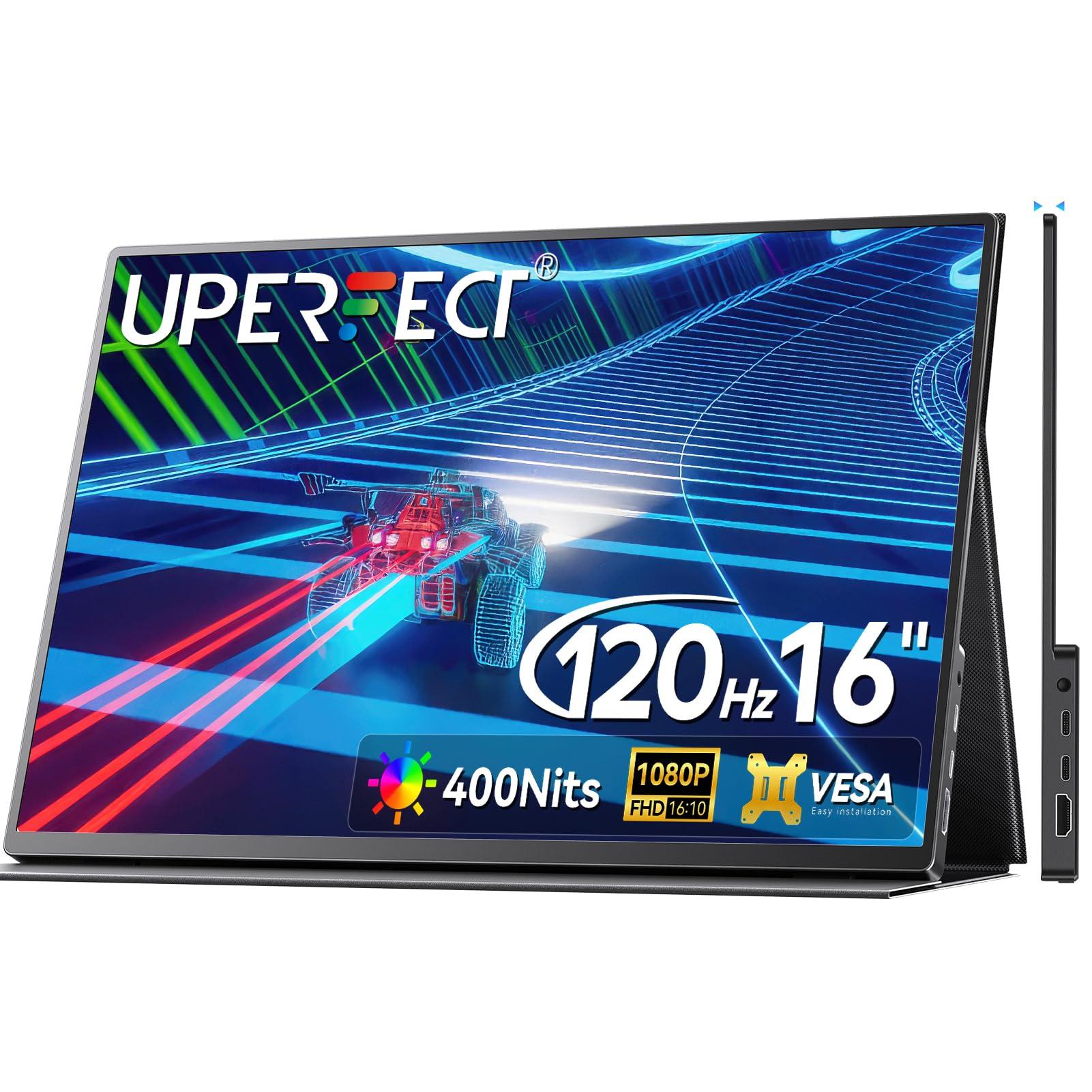UPERFECT UPERFECT 16 Portable Gaming Monitor | 120HZ, HDR | 400Nits |1080P IPS | Ultra-Slim & Lightweight | Aluminum Alloy | Smart Cover & VESA | Travel External Second Screen for Laptop, PC, Game Console