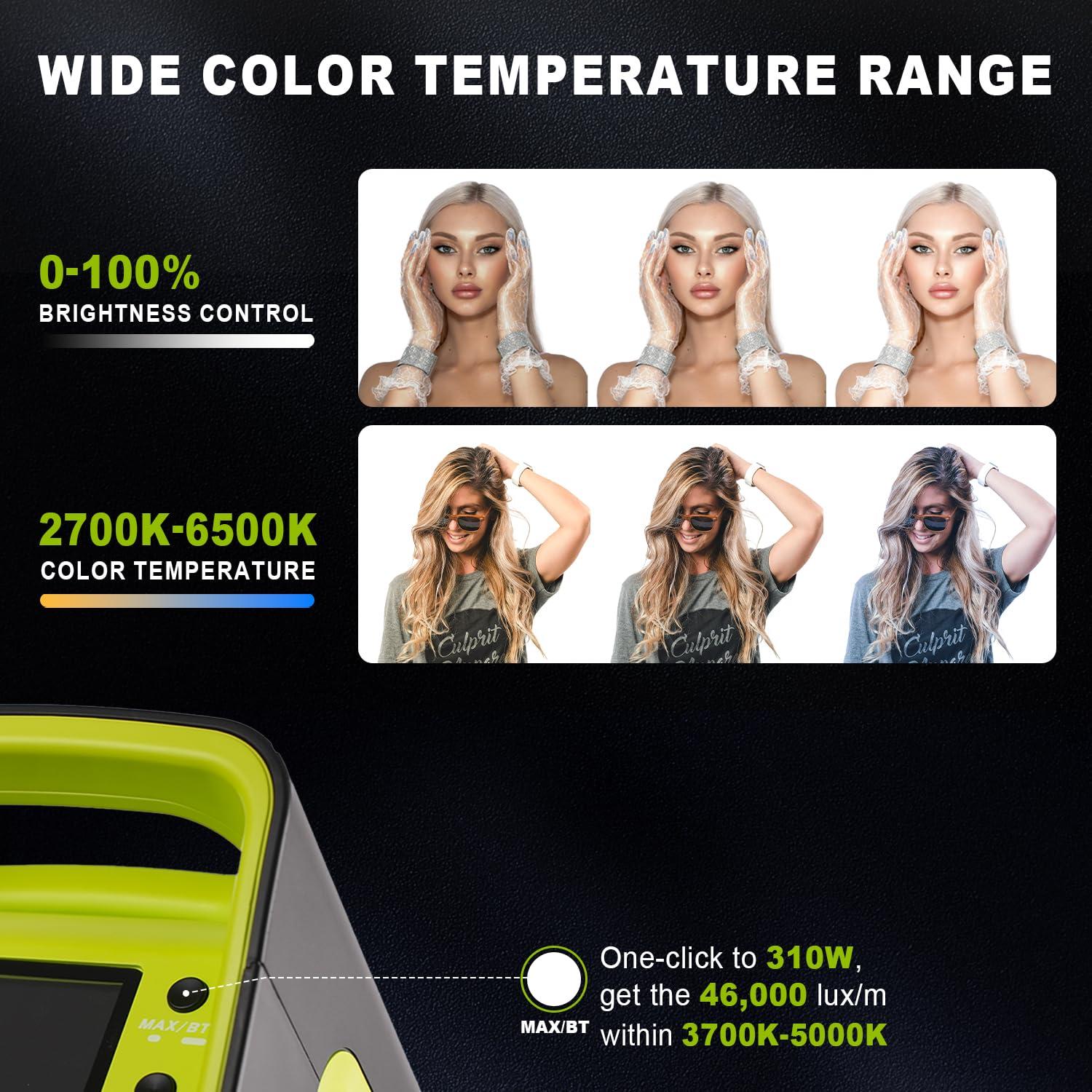 suncrafter SUNCRAFTER COB Video Light Bowen Mount, 300C 300W RGBACL 1,400K to 20,000K, 200B 310W Bi-Color 2,700K to 6,500K