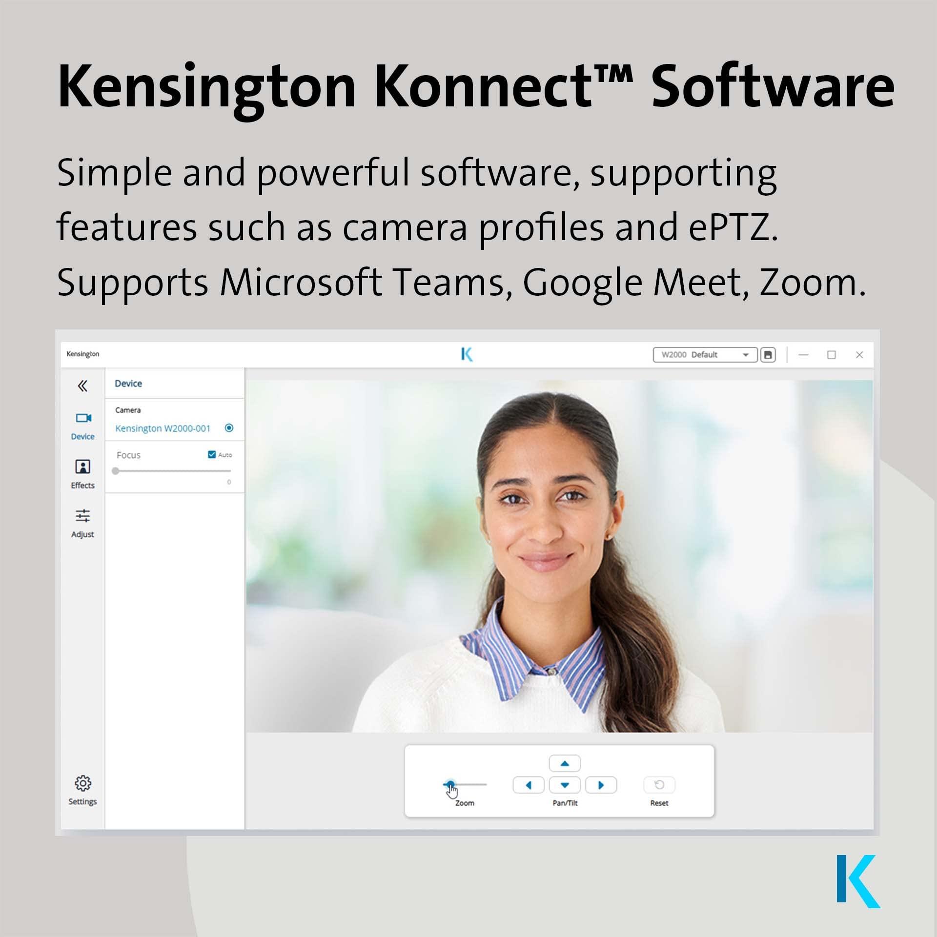 Kensington Kensington W1050 1080p Fixed Focus Wide Angle Webcam for Video Conference, Dual Stereo Mic, Software Control, Privacy Cover, Works with Microsoft Teams, Google Meet, Zoom and More (K80250WW)