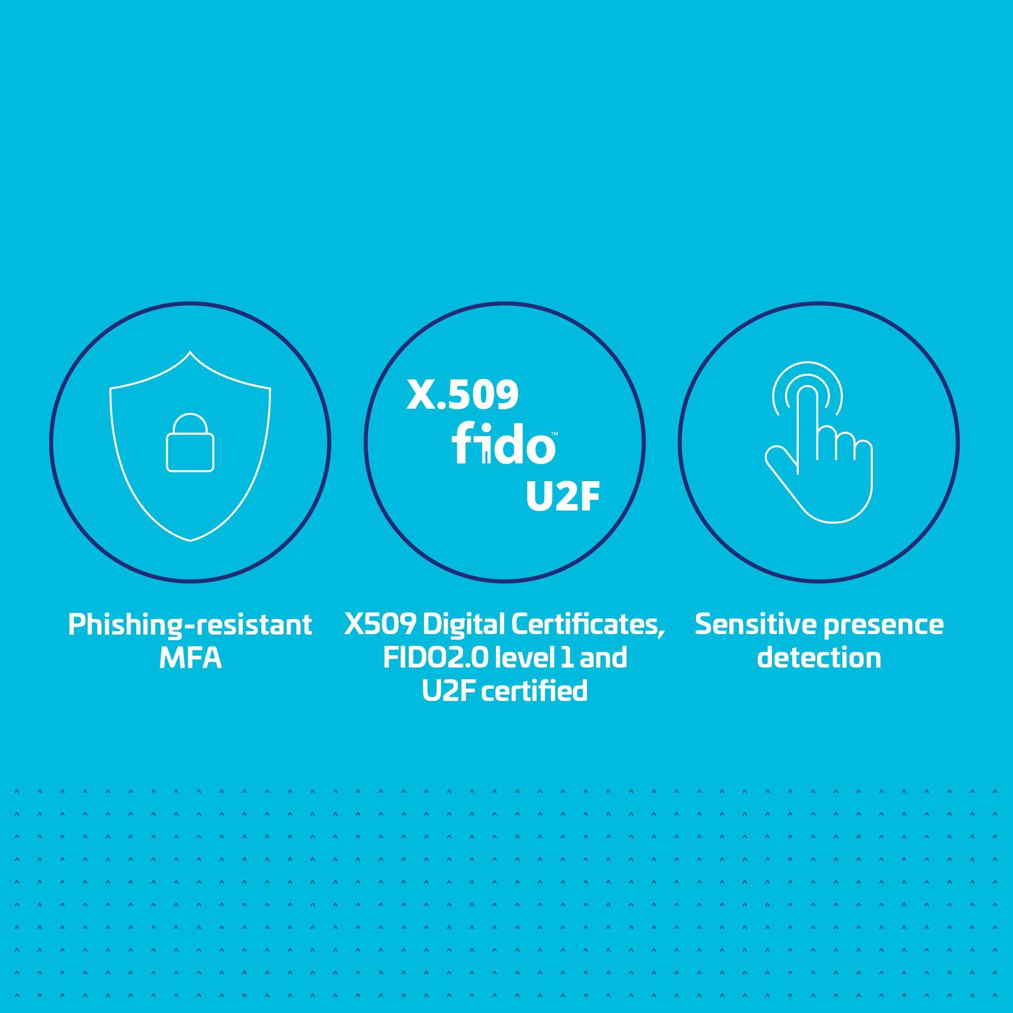 Thales Thales - SafeNet eToken Fusion - Phishing-Resistant FIDO2 Certified Security Key for Digital certificates or FIDO2 authentication to Web apps and desktops - USB-C