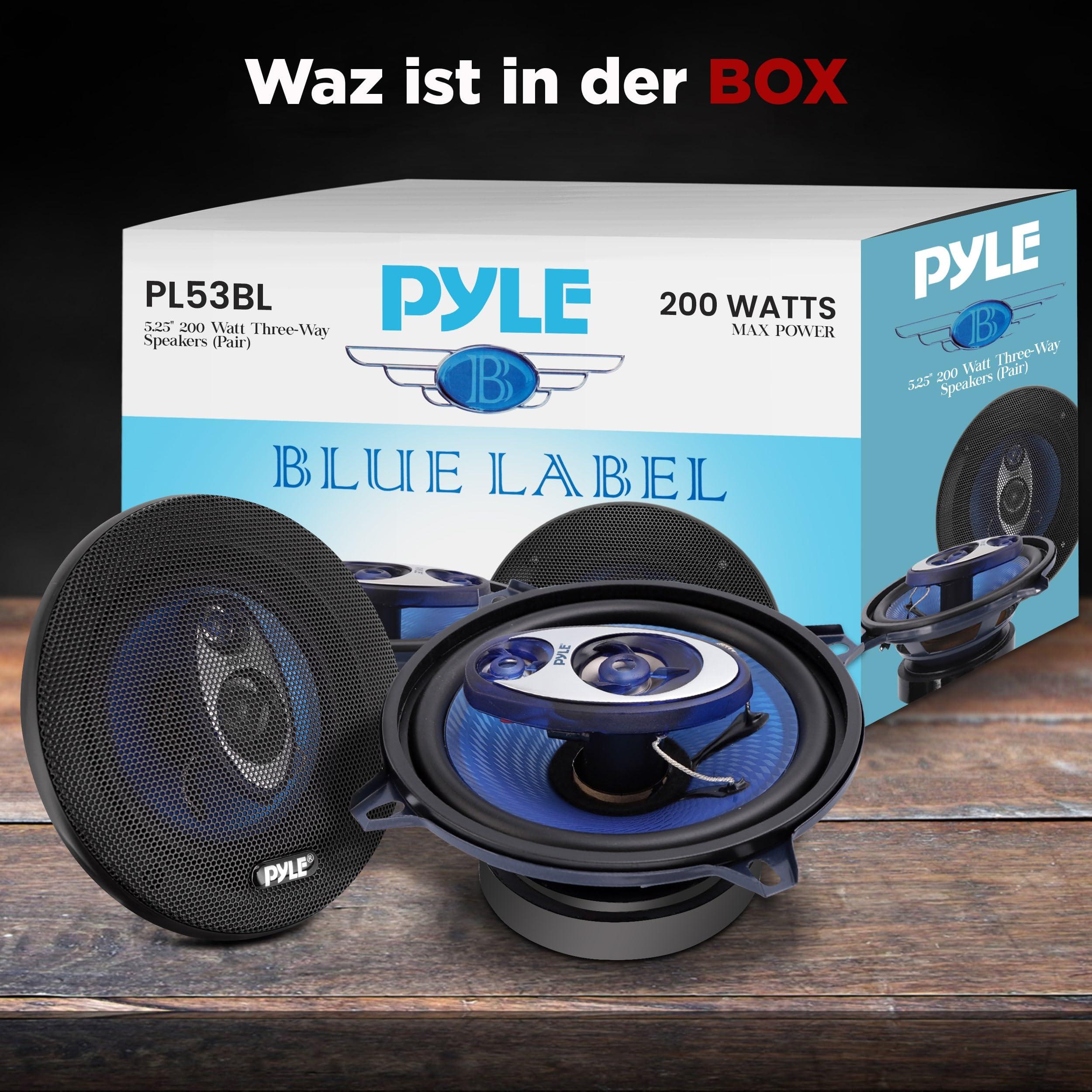 Pyle Pyle 4'' x 6'' Three Way Sound Speaker System - Pro Mid Range Triaxial Loud Audio 240 Watt per Pair w/ 4 Ohm Impedance and 3/4'' Piezo Tweeter for Car Component Stereo PL463BL