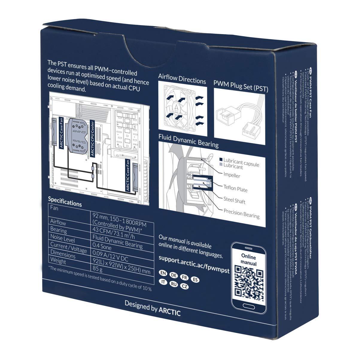 ARCTIC ARCTIC F9 PWM PST - 92 mm PWM PST Case Fan with PWM Sharing Technology (PST), Quiet Motor, Computer, Fan Speed: 150-1800 RPM - Black