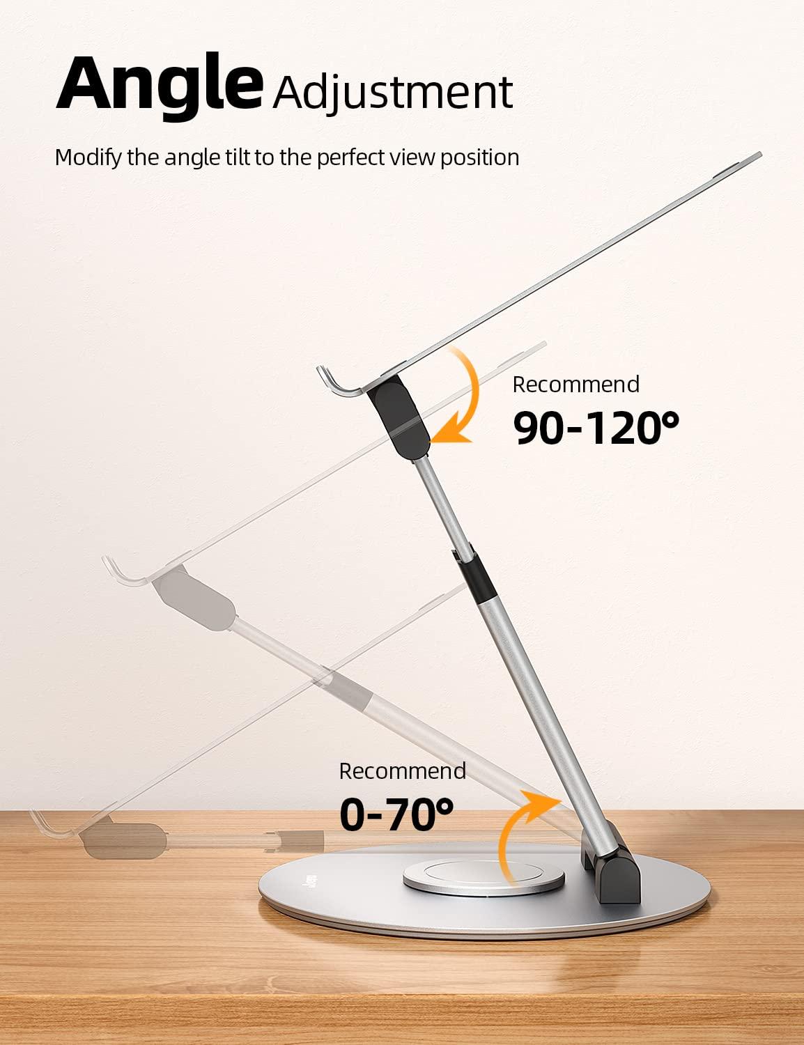 Nulaxy Nulaxy Telescopic 360 Rotating Laptop Stand for Desk Adjustable Height Swivel Pull Out Design Ergonomic Laptop Riser Fits All 10-17" Laptops Computer MacBook, Silver