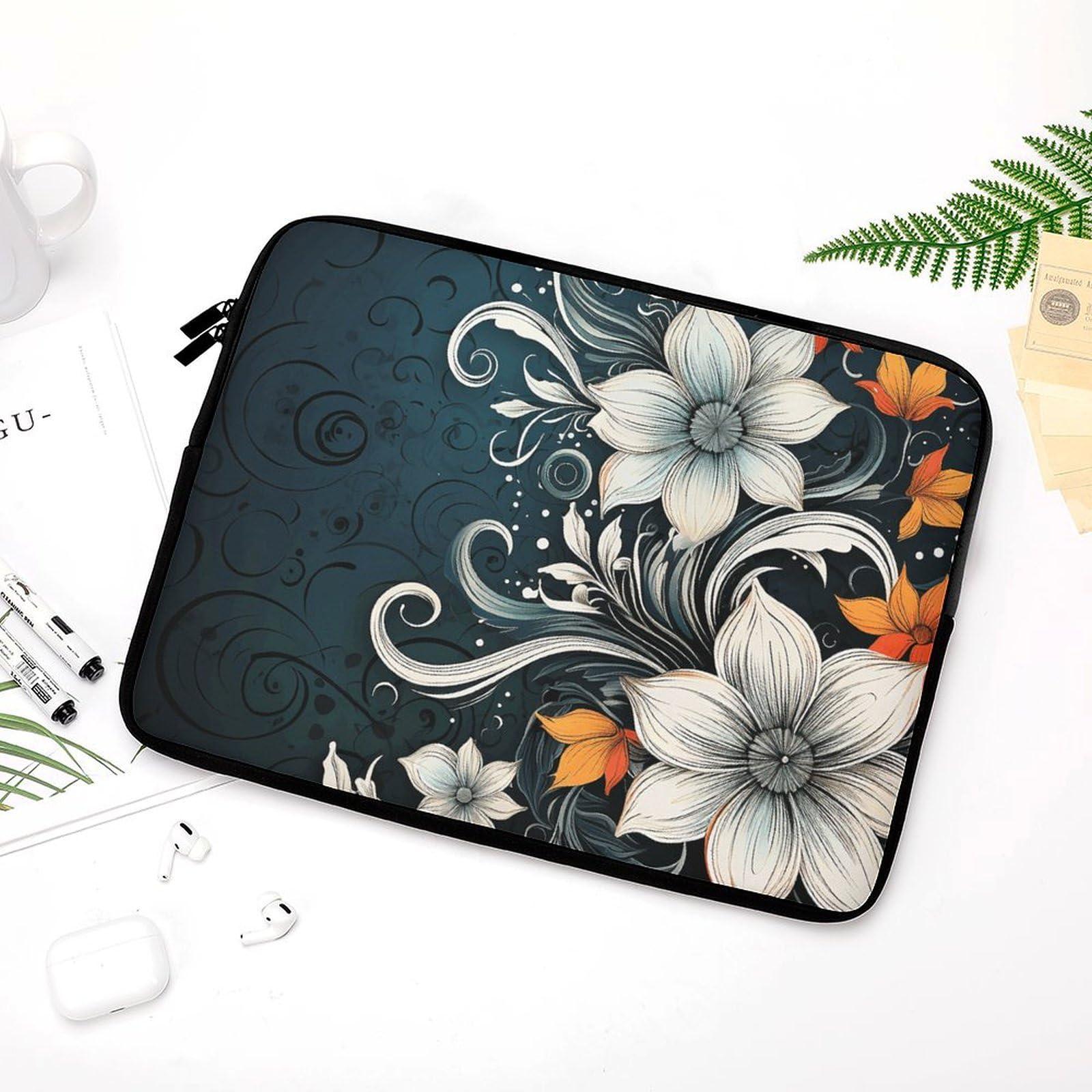 NQLYUT Laptop Sleeve Shockproof Laptop Case Novelty Boho Abstract Flowers Laptop Bag Carrying Case Protective Computer Case