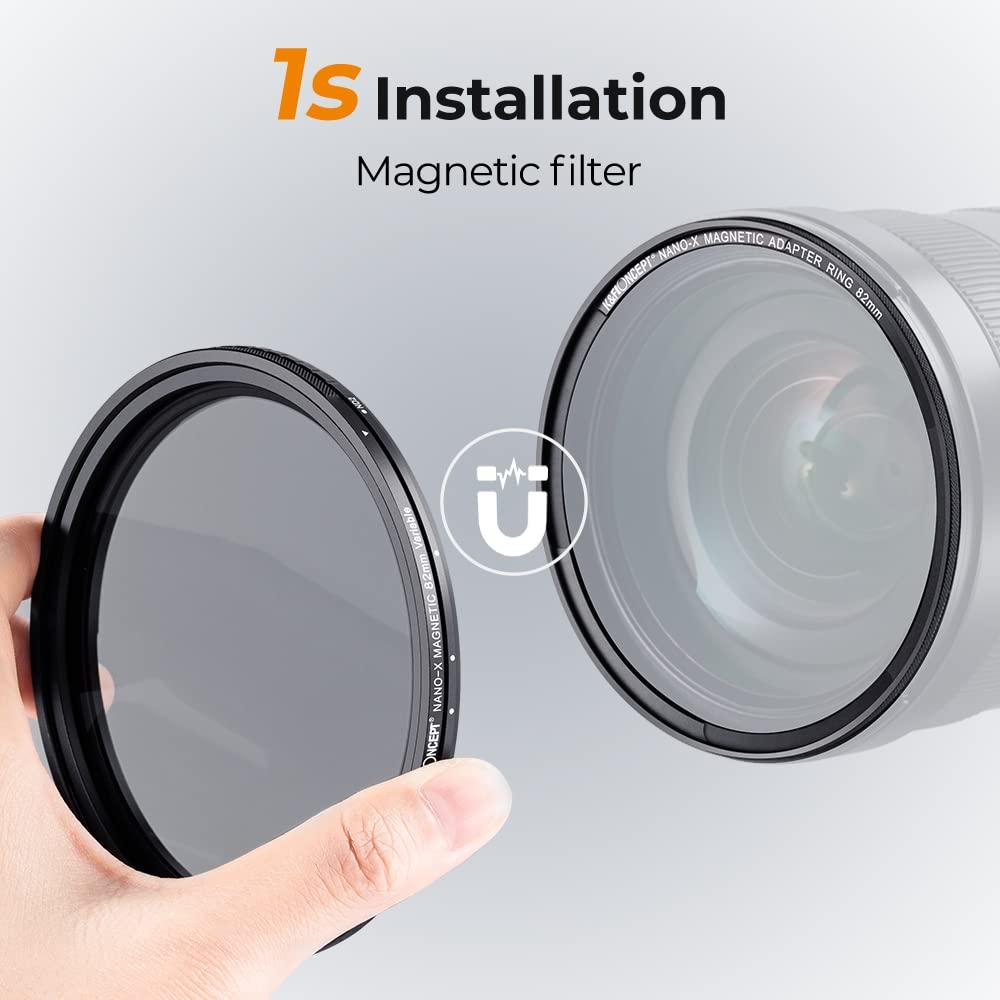 K&F Concept 58mm Magnetic Variable ND2-32 & MCUV Lens Filters Kit (2 Pcs) 1-5 Stops Variable ND MCUV Lens Protection Filter with 28 Layer Coated (Nano-X Series)