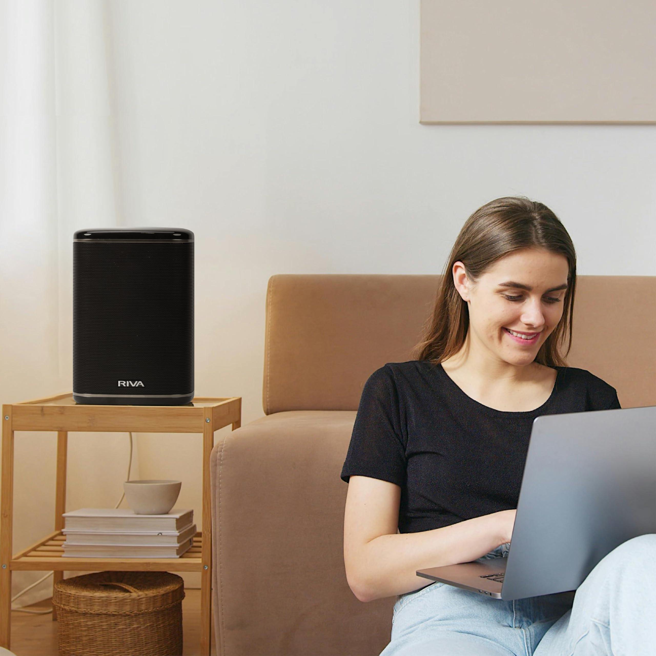 RIVA RIVA Upgraded Arena Wireless Smart Hi-Fi Speaker, 6 Drivers, 50W, Multiroom Music System, Support Airplay 2, Chromecast, Spotify Streaming, Wi-Fi, Bluetooth (Black)