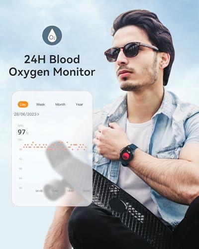 AGPTEK AGPTEK Smart Watch for Women Men, 5ATM Waterproof Smartwatch for Android and iOS Phones, Fitness Tracker Watch with 100+ Sports Modes, Heart Rate Monitor Pedometer Sleep Monitor, Blue