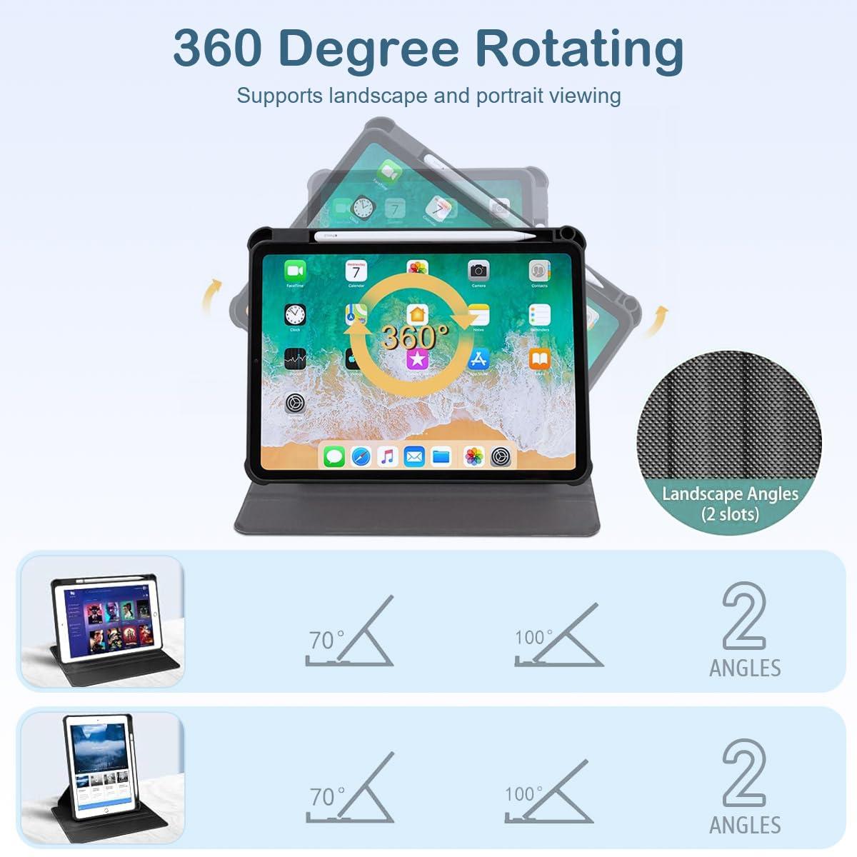 SuSuTiFy Personalized Custom Case for iPad Air 2nd Gen 2014 / Air 1st Gen 2013 9.7 Inch with Pencil Holder,Collage Picture Photo 360 Degree Rotating Folio Stand Cover,Premium Shockproof Auto Wake/Sleep,Grey