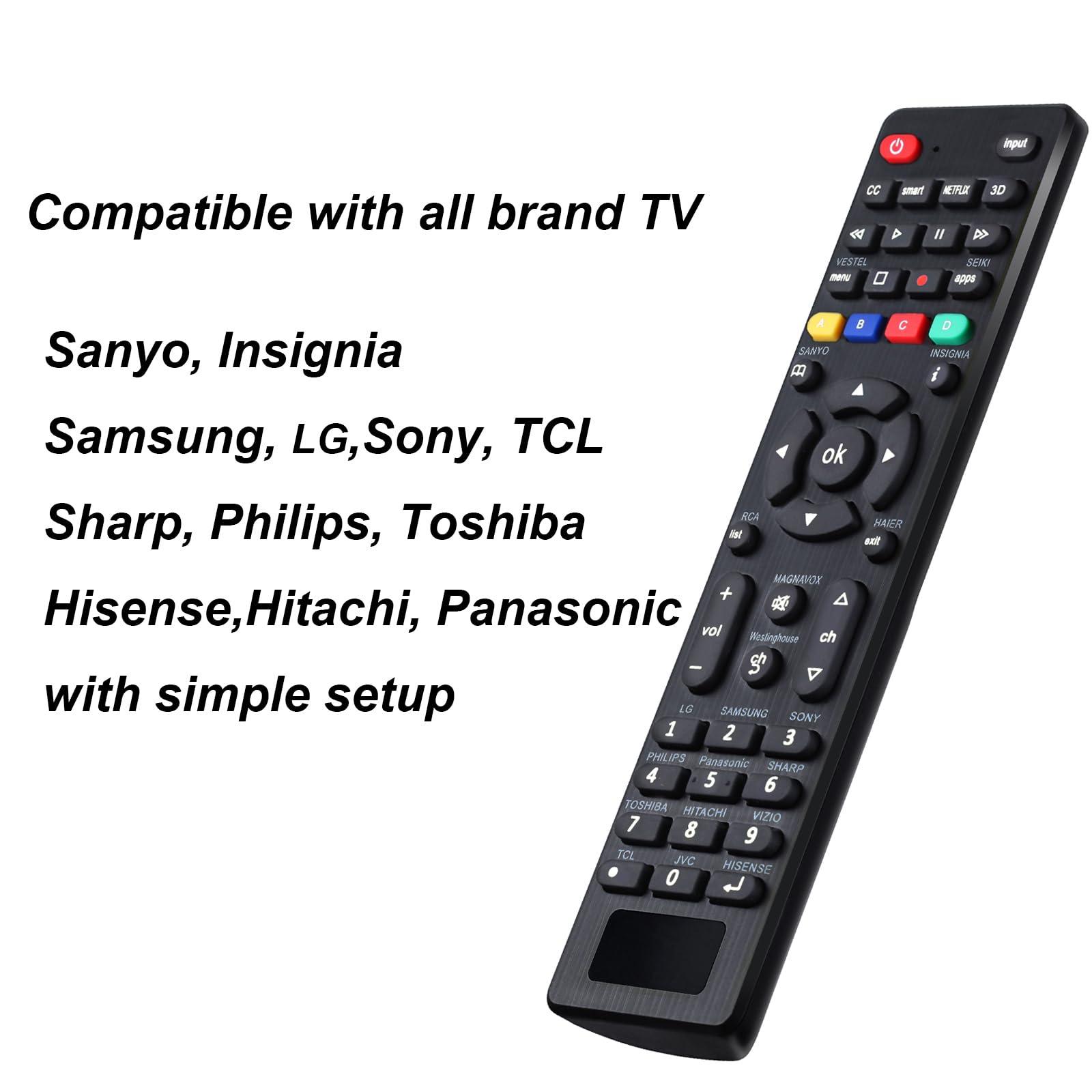 Pairtty Universal Tv Remote for LG,Samsung, TCL, Philips, Vizio, Sharp, Sony, Panasonic, Sanyo, Insignia, Toshiba and Other Brands LCD LED 3D HDTV Smart TV Remote Control