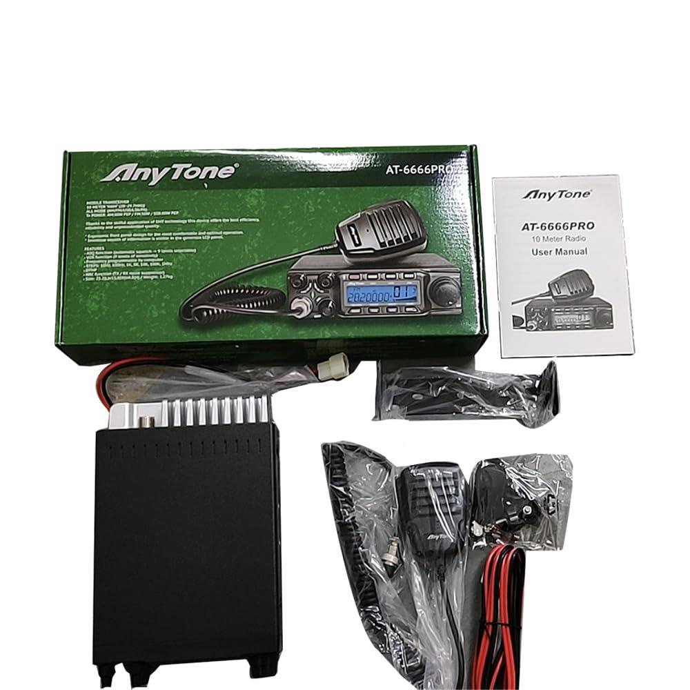 ANYSECU Anysecu AnyTone AT-6666pro 10 Meter Radio High Power 80 Watts Output FM/AM/USB/LSB/CW Mobile Transceiver with Programming Cable