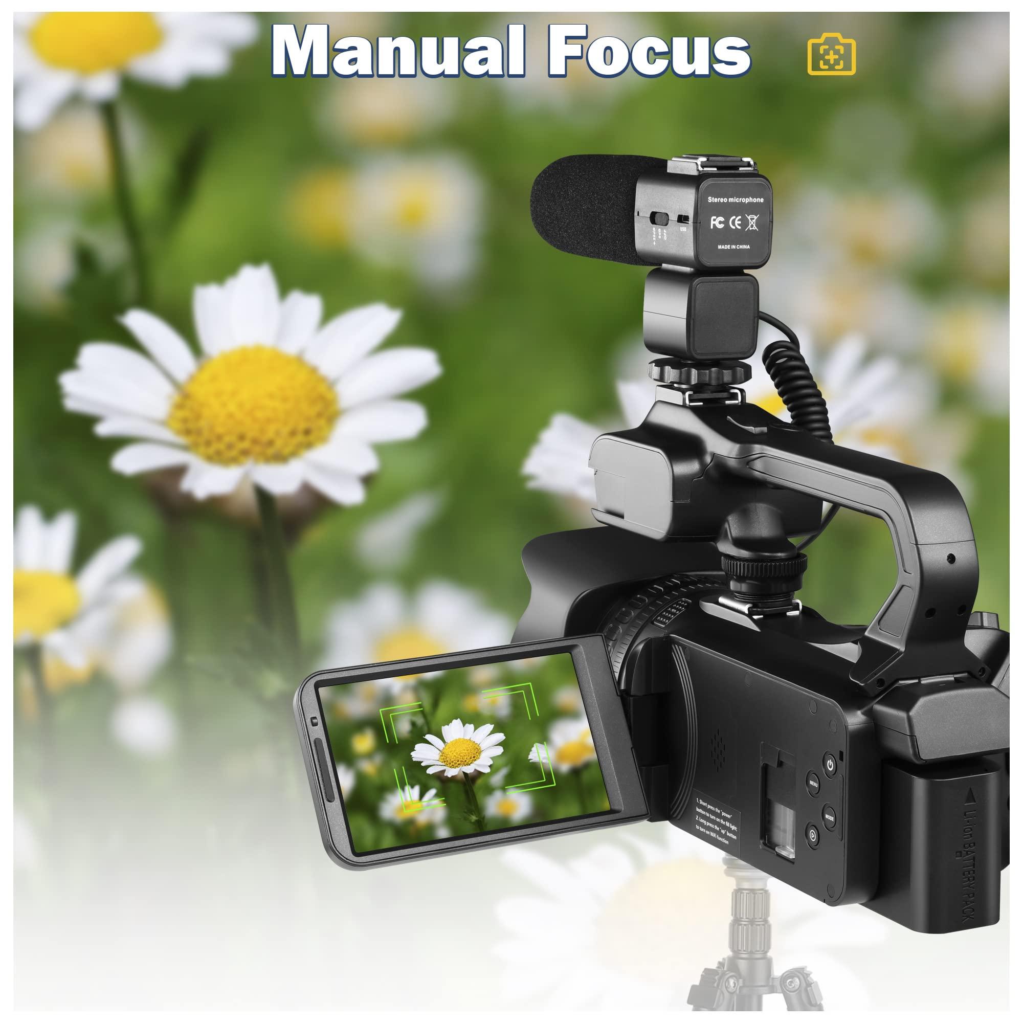 Lierhyt Lierhyt 4k Video Camera Camcorder with 18X Digital Zoom,64MP Vlogging Camera for YouTube,4.0-inch Rotating Touchscreen,64GB SD Card,Microphone,Remote Control,Durable Battery(Black)