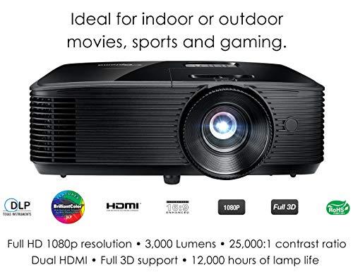 Optoma Optoma HD143X Affordable High Performance 1080p Home Theater Projector, 3000 Lumens, 3D Support, Long 12000 Lamp Life, for Indoor and Outdoor Movies, Built In Speaker