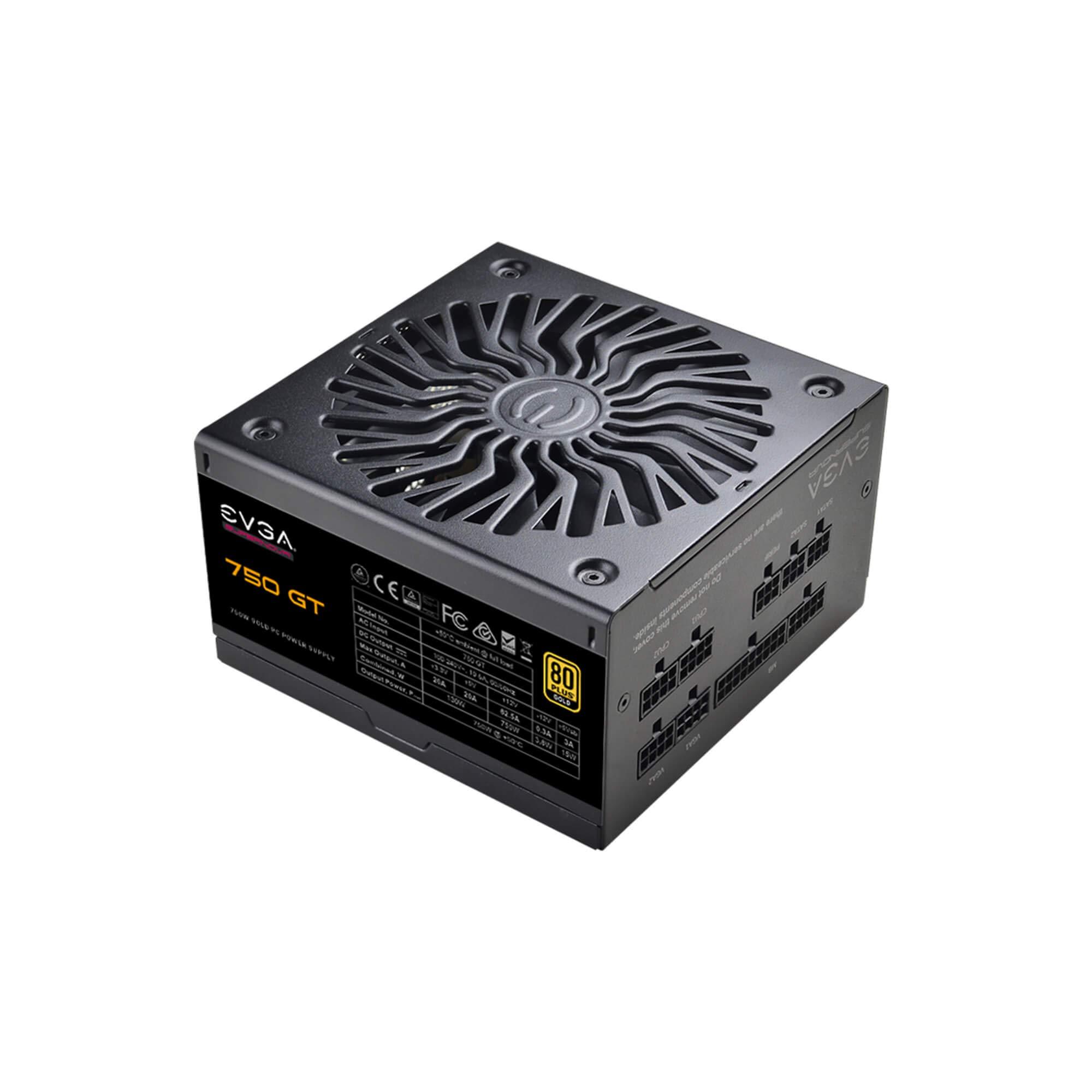 EVGA EVGA 750 GT, 80 Plus Gold 750W, Fully Modular, Auto Eco Mode with FDB Fan, 100% Japanese Capacitors, 7 Year Warranty, Includes Power ON Self Tester, Compact 150mm Size, Power Supply 220-GT-0750-Y1