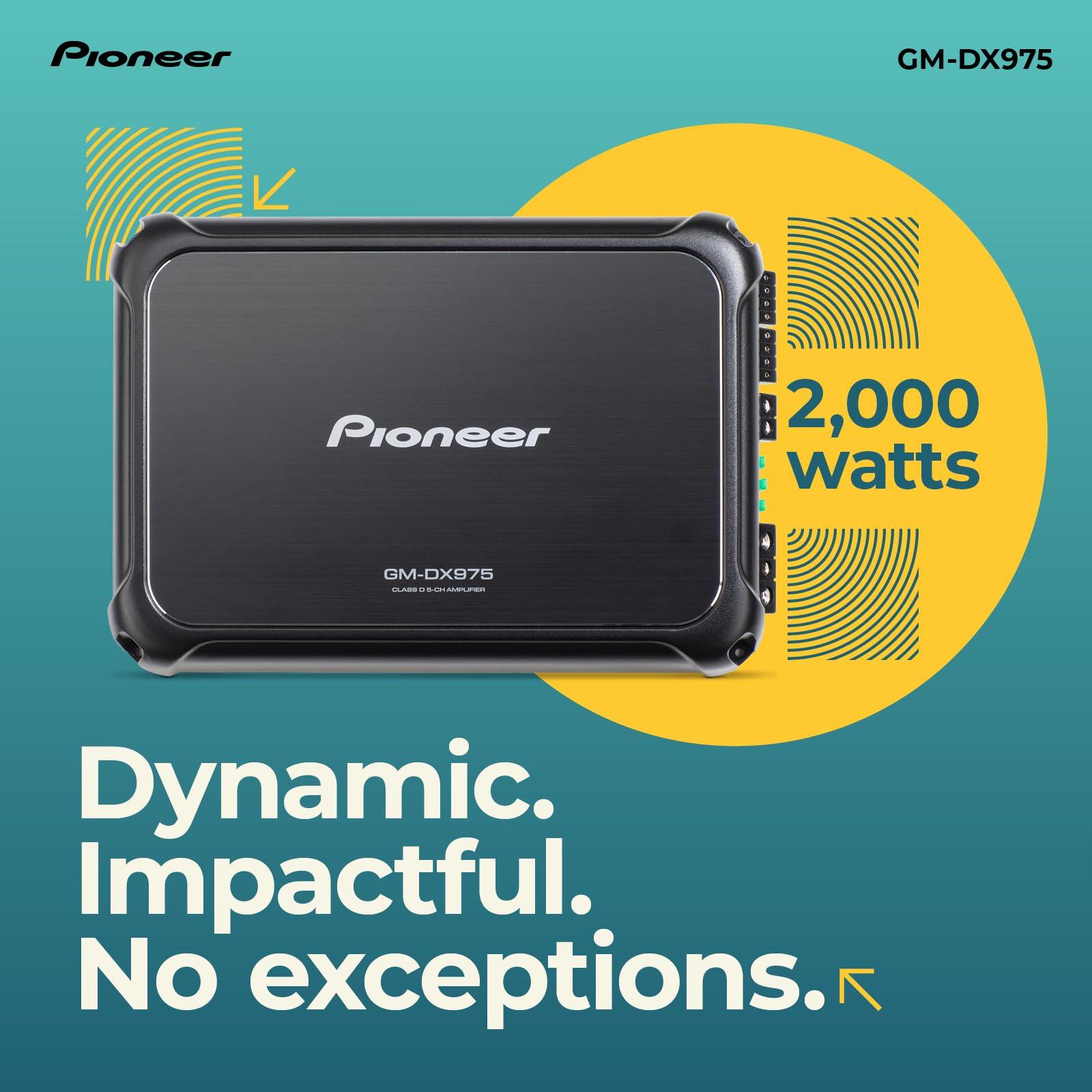 Pioneer Pioneer GM-DX975 5-Channel Car Amplifier 2000W Max, Efficient Class D, Bass Boost Control, Remote Bass Knob Included, Hi-Res Certified, Gold terminals, Full System amp with bass Control