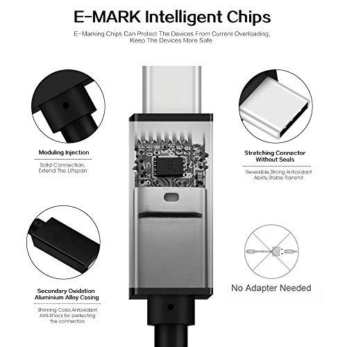 GodSpin GodSpin USB C to USB C Cable (20Gbps) SuperSpeed [Certified] USB Type-C to USB Type-C, 100W Power (USB 3.1, 3.2, Thunderbolt 3) Nylon Braided, Dual 4k or Single 5k @60hz Display (6.6ft/20Gbps)