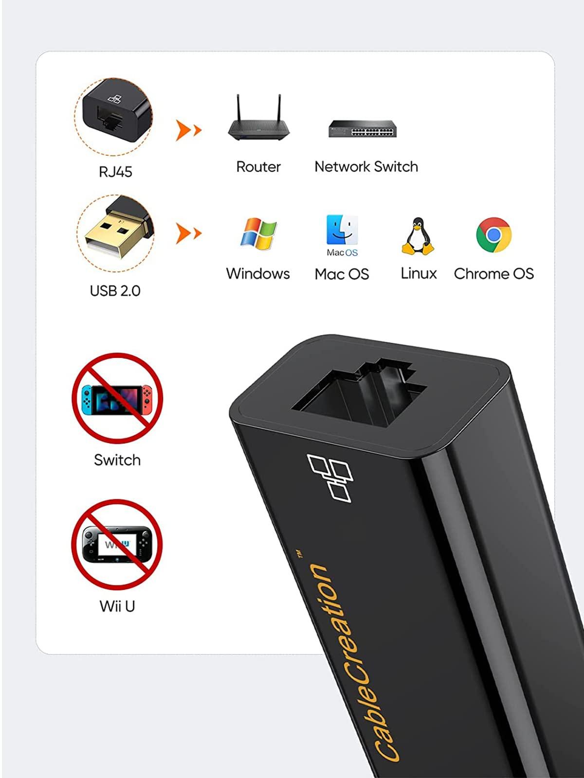 CableCreation CableCreation 2.5G Ethernet to USB Adapter, USB 3.0 Gigabit LAN Dongle,Wired Network to USB Convertor, Latest Internet rj45 to USB Adapter, for MacBook Windows 10,8.1, macOS X 10.6-10.15, Black
