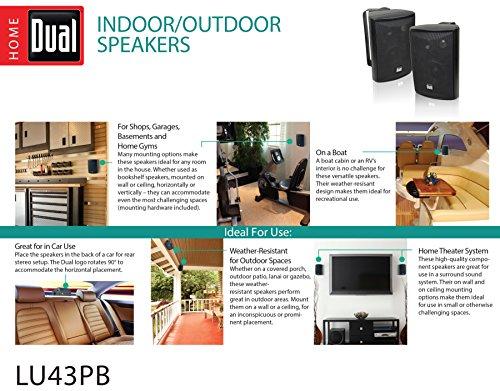 Dual Electronics Dual Electronics LU43PB 3-Way High Performance Outdoor Indoor Speakers with Powerful Bass & Dual Electronics DBTMA100 Micro Wireless Bluetooth 2 Channel Stereo Class-D Amplifier