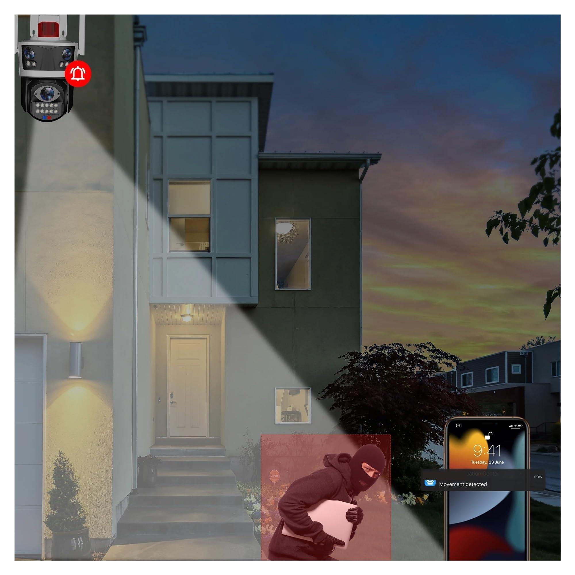 QDVOPHZA QDVOPHZA 8MP 18X Optical Zoom Dual Lens 4G/WiFi IP Camera Full Color Human Detection Wireless PTZ Home Security CCTV Surveillance Monitor(E/U_6MP 4G ADD 64G)