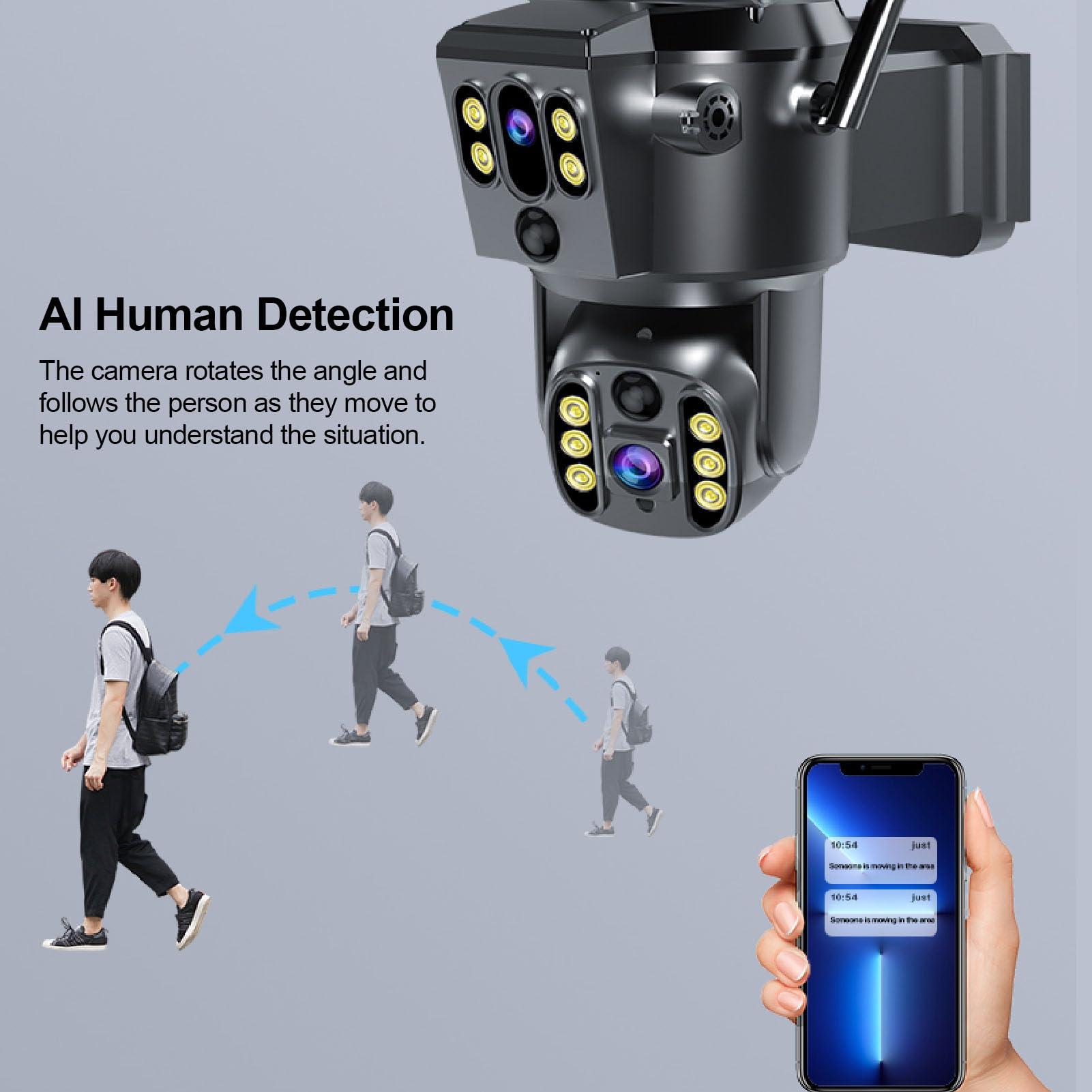 VBESTLIFE VBESTLIFE 8MP 4K Dual Lens Solar Security Camera Outdoor, Security Camera Outside with Color Night Vision, AI Human Detection, Real Time Alarm, 2 Way Audio