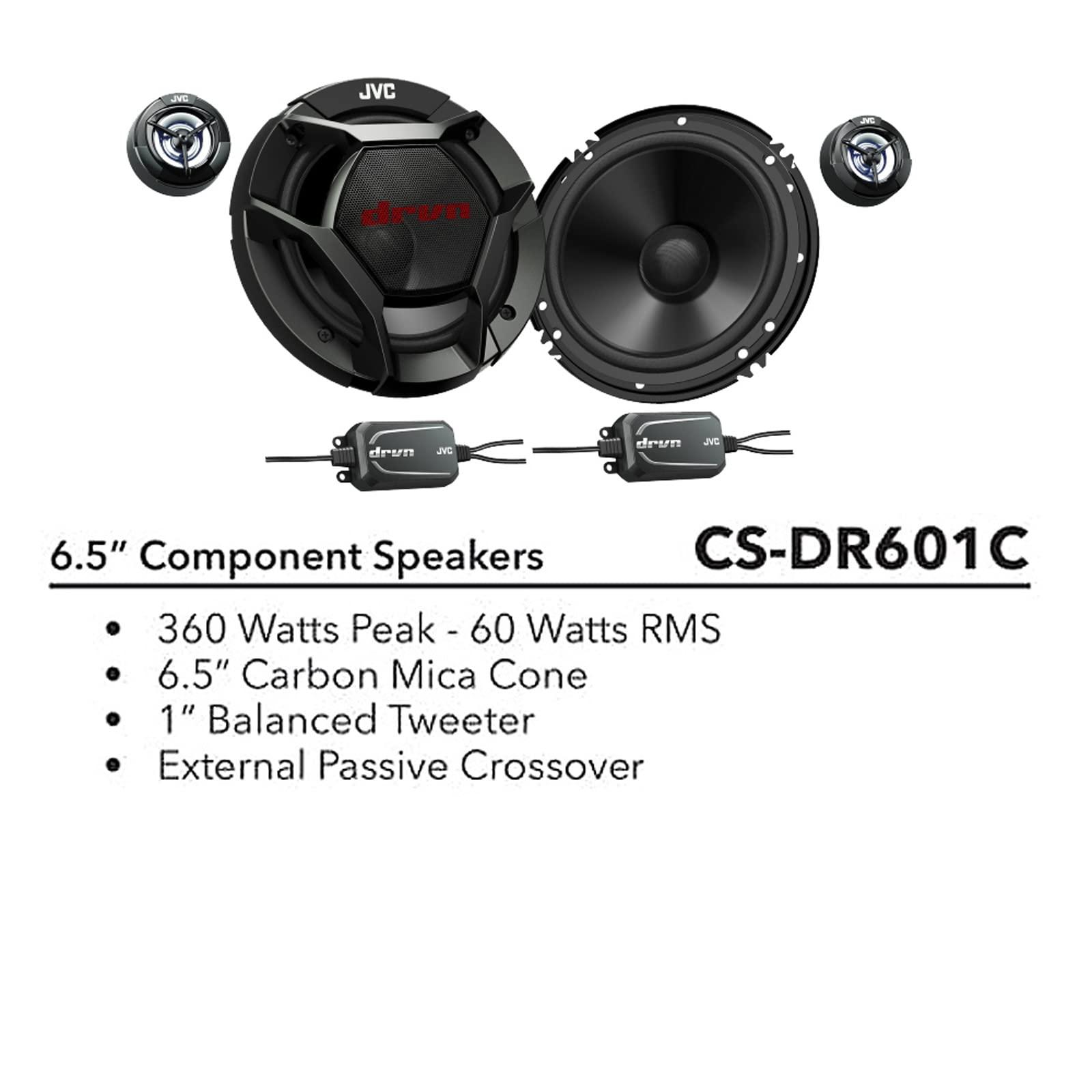 JVC 2 Pairs (Qty 4) of JVC CSDR601C 6.5" 2-Way 360 Watts Peak Power Car Audio Vehicle Component Speakers