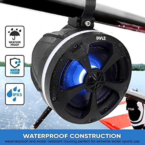 Pyle Pyle 2-Way Waterproof Off Road Speakers - 5.25" 1000W Active Passive Marine Grade Wakeboard Tower Speakers System w/ RGB Light, Full Range Outdoor Stereo Speaker for ATV/UTV Jeep Boat - PLUTV55BTR
