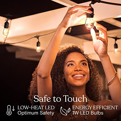 Brightech Brightech Ambience Pro LED String Lights - 24 Ft Commercial Grade Patio Lights Outdoor Waterproof - 12 Heavy Duty Porch Lights for Outside, Christmas, Backyard - 1W Vintage Edison Bulbs, Dimmable